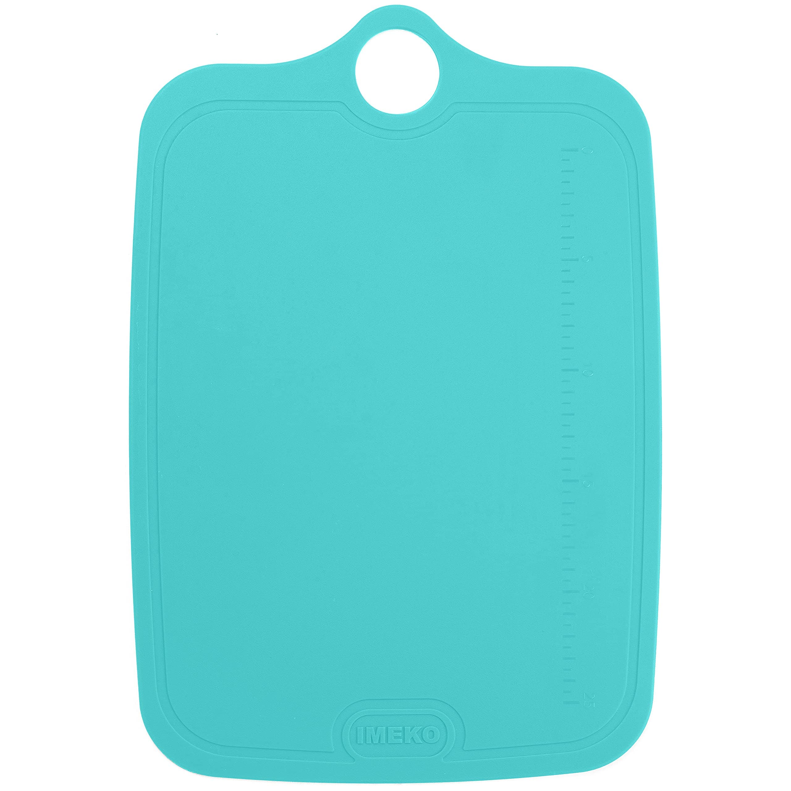 IMEKO TPU Cutting Board, BPA Free, Knife Friendly, Flexible, Dishwasher Friendly, Space Saving, Ergonomic Design, Chopping Mat - Turquoise - Size: Medium 13.7" x 9.4"- W: 10 oz.