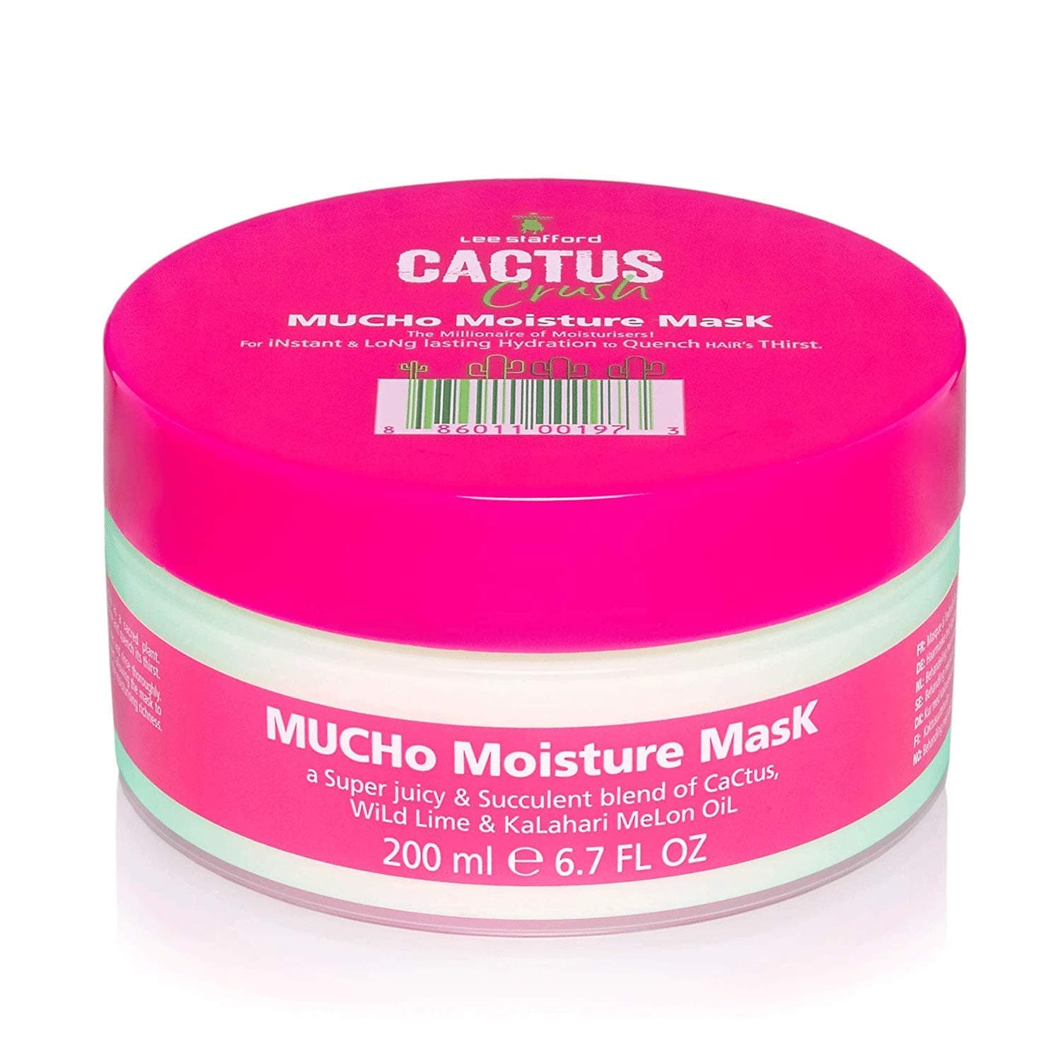 Lee Stafford Hair MAsks Cactus Crush MUCHo Moisture Hair MasK, for instant long-lasting Hydration 200ml | Hair Mask For Dry Damaged Hair, dry scalp, hair mask