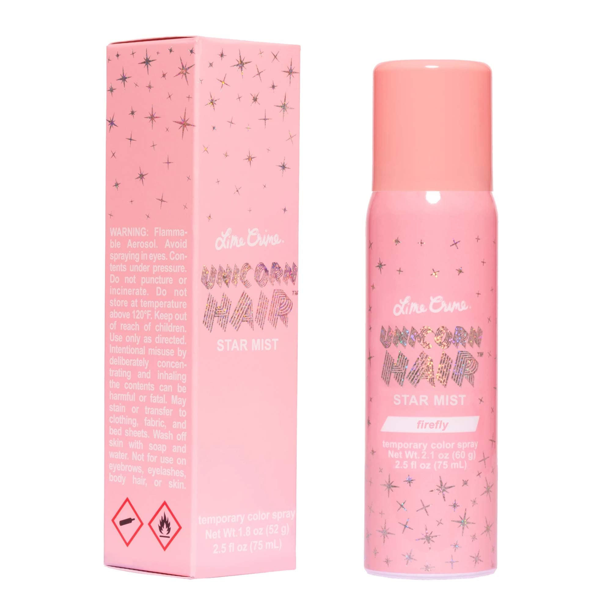 Lime Crime Unicorn Hair Star Mist, Firefly - Temporary Gold Shimmer Spray - Highlights Hairstyle, Accents Hair Color, Light Hold - Soft Sugary Scent - Vegan, Cruelty Free - 2.5 fl. oz.