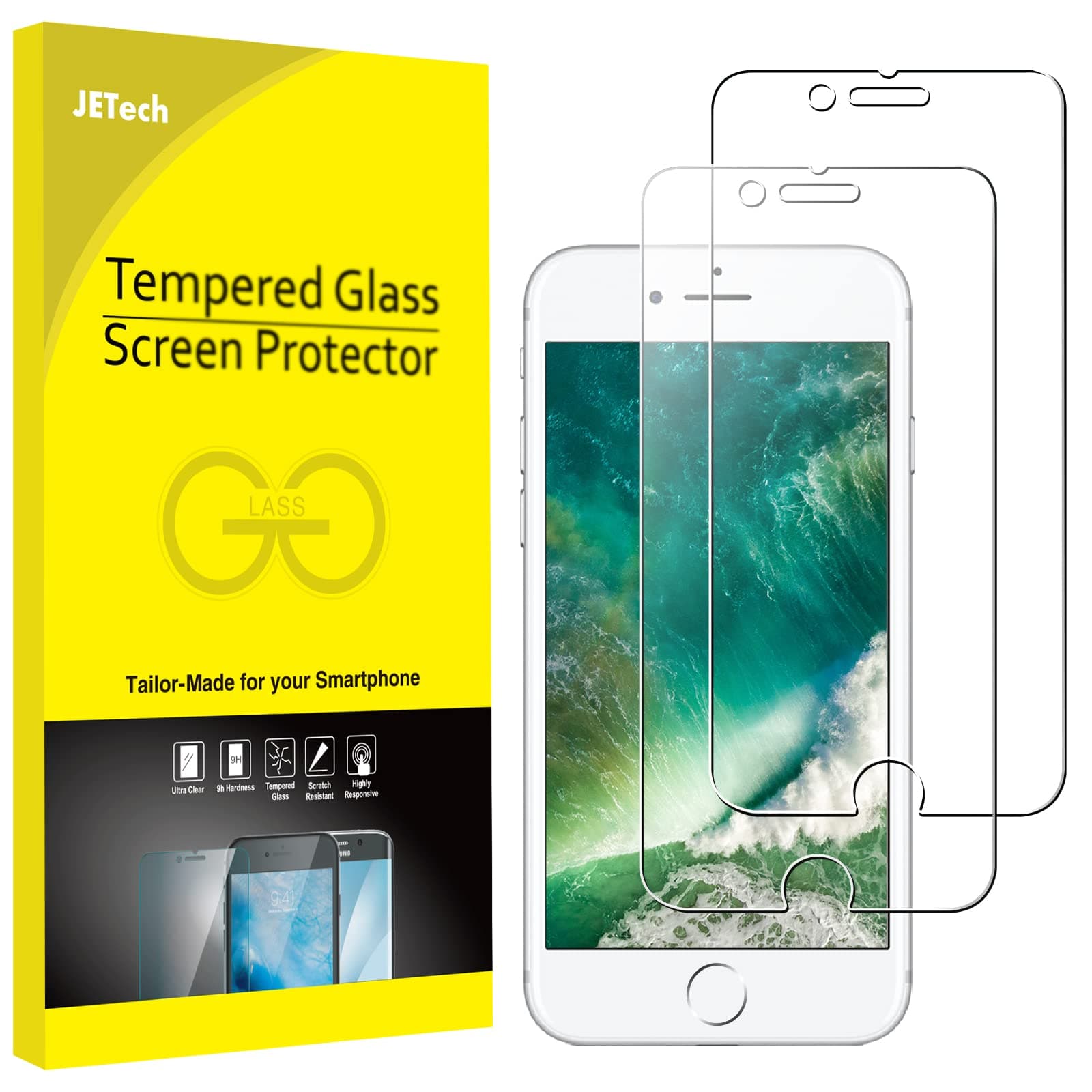 Screen Protector for iPhone 7/8, 4.7-Inch, Tempered Glass Film, 2-Pack