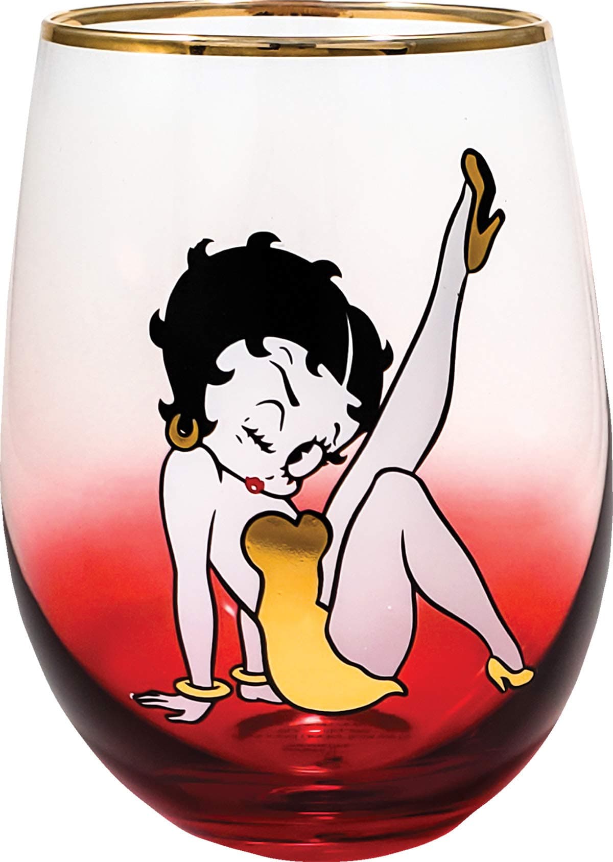Spoontiques Stemless Wine Glass, 20oz - Lidless Drink Tumbler for Cold Beverages - Betty Boop