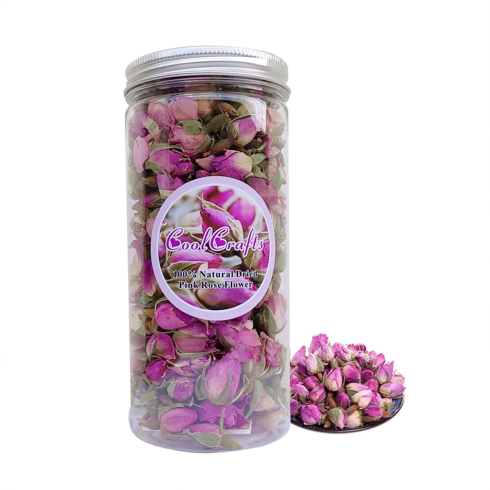 Dried Rose Buds Edible Rose Tea Fragrant Dried Flowers for Tea, Baking, Crafting, Soap Making, Resin, Potpourri - Pink 2oz