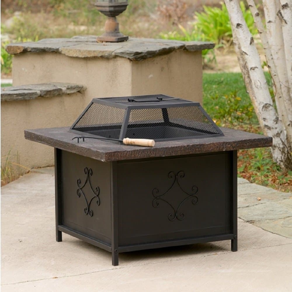 Outdoor Copper and Black Fire Pit, 30 Inch X 30 Inch