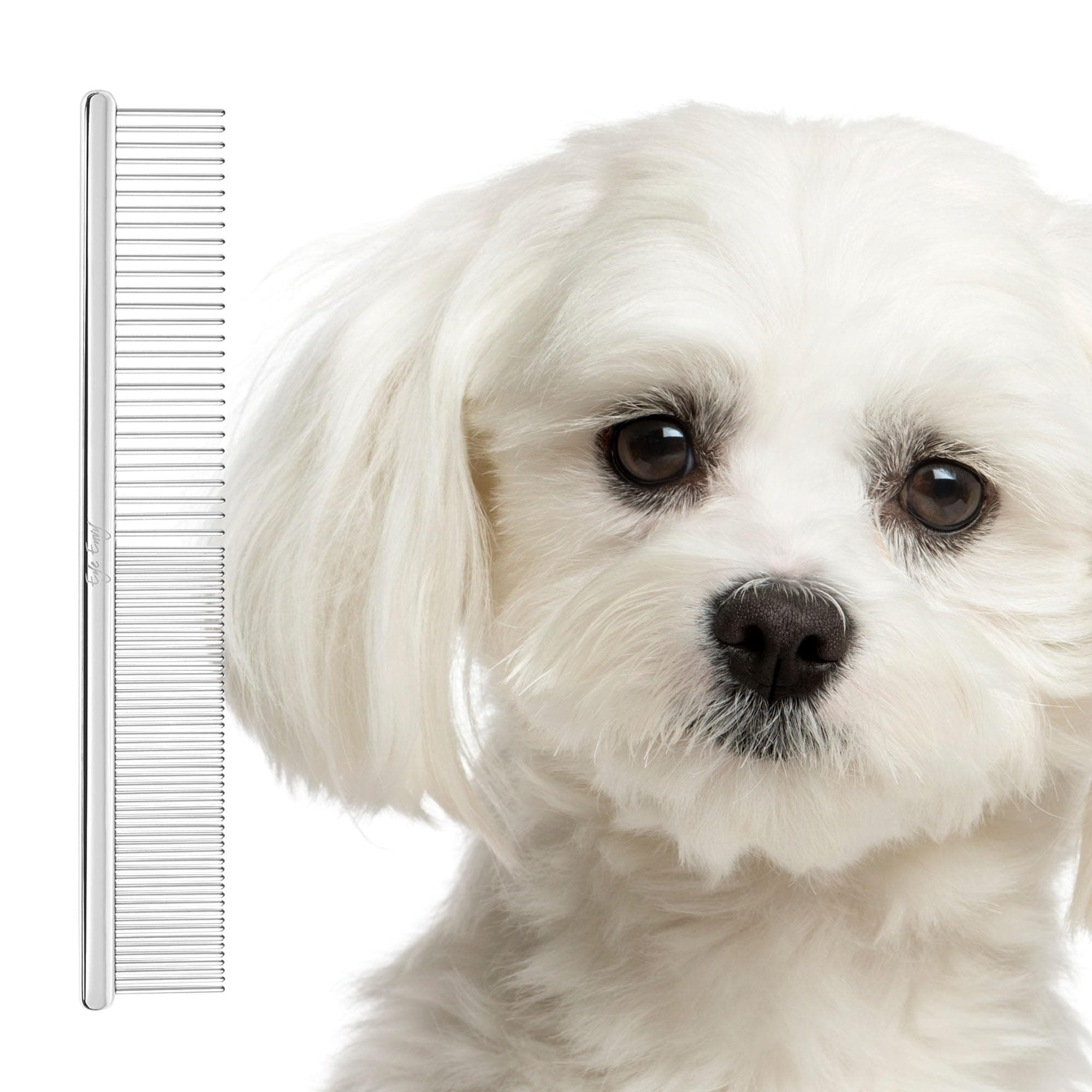 Tear Stain Remover Comb for Dogs and Cats. Fine/Coarse with 80 Rounded Pins. Gently Remove Crusty Eye Debris, Gunk and Boogers. Face and Feet Comb. Remove Tangles