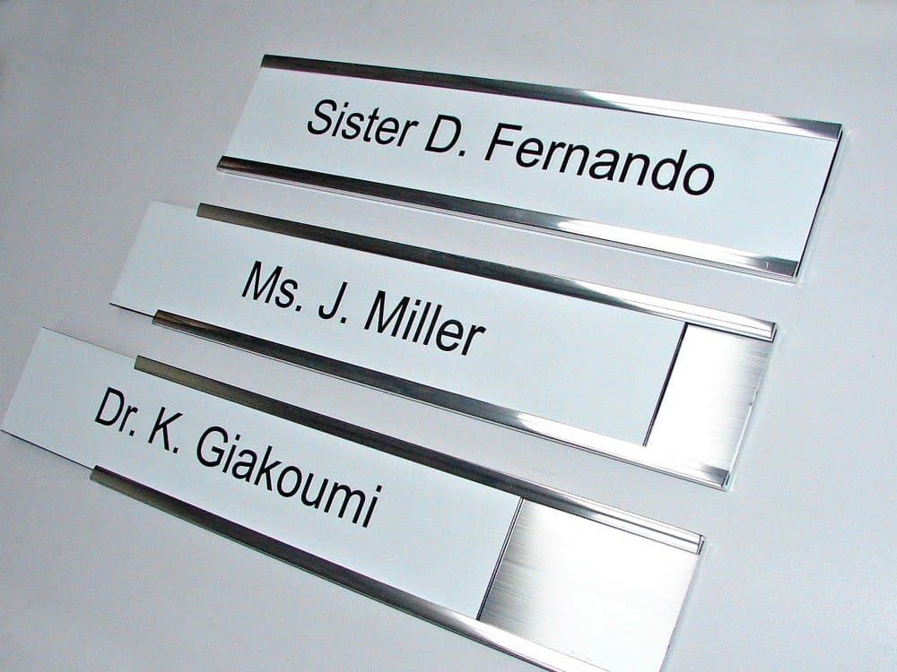 Interchangeable Metal Nameplate Office Sign Holders (25 x 5cm (Chrome Nameplate Holder))