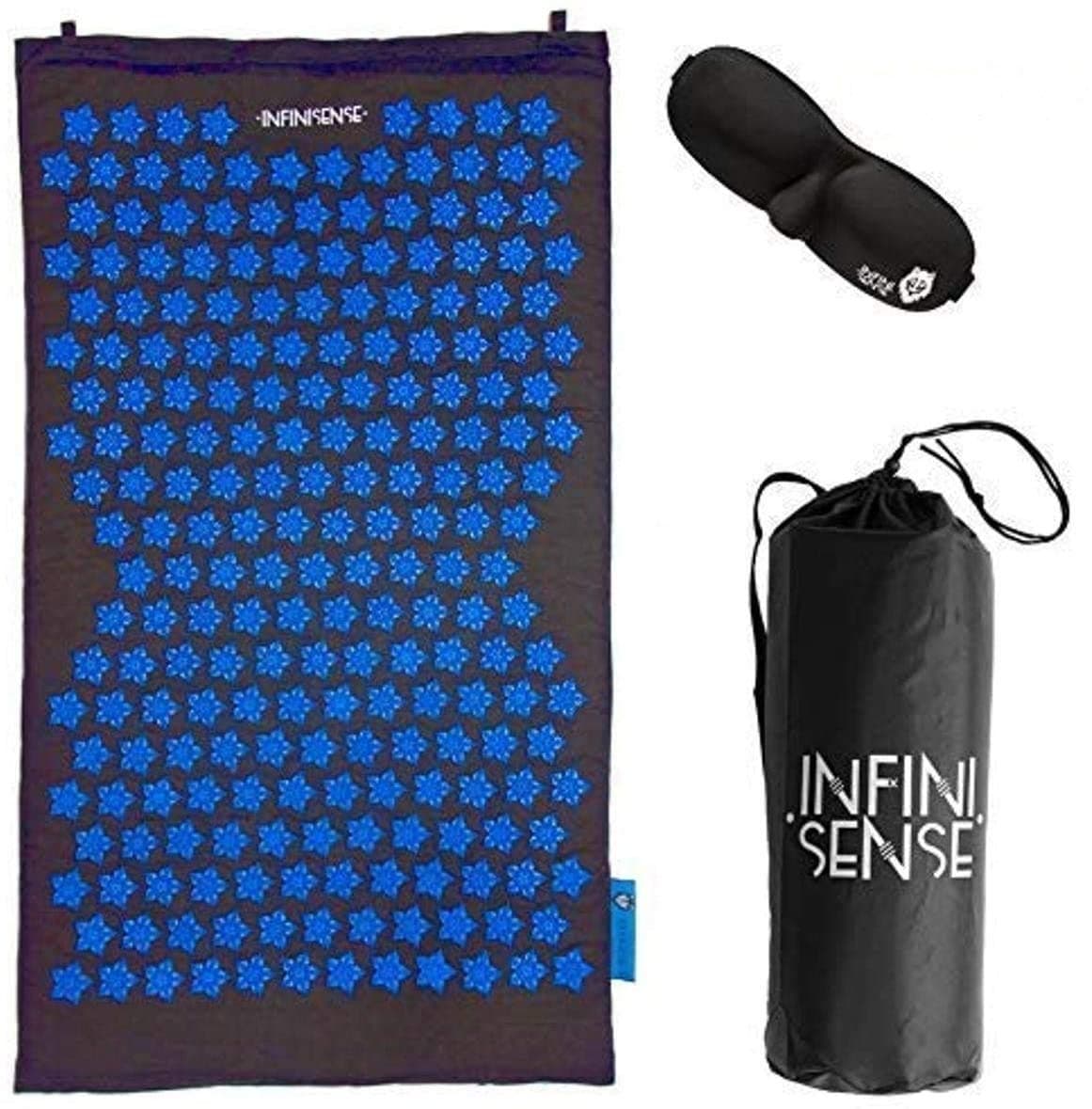 INFINISENSE® Tapis d’acupression - Tapis en coton et matelas intérieur en mousse – améliore votre sommeil + anti-stress - tapis fakir – Mal de Dos - Taille : 75 x 42 cm – Masque occultant 3D offert !