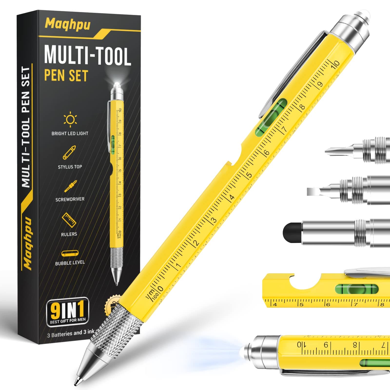 Father's Day Gifts, Gifts for Men Dad Gifts, 9 in 1 Multi Tool Pen Mens Gifts, Father's Day Gifts from Daughter/Son, Gifts for Dad Gadgets for Men, Stocking Fillers