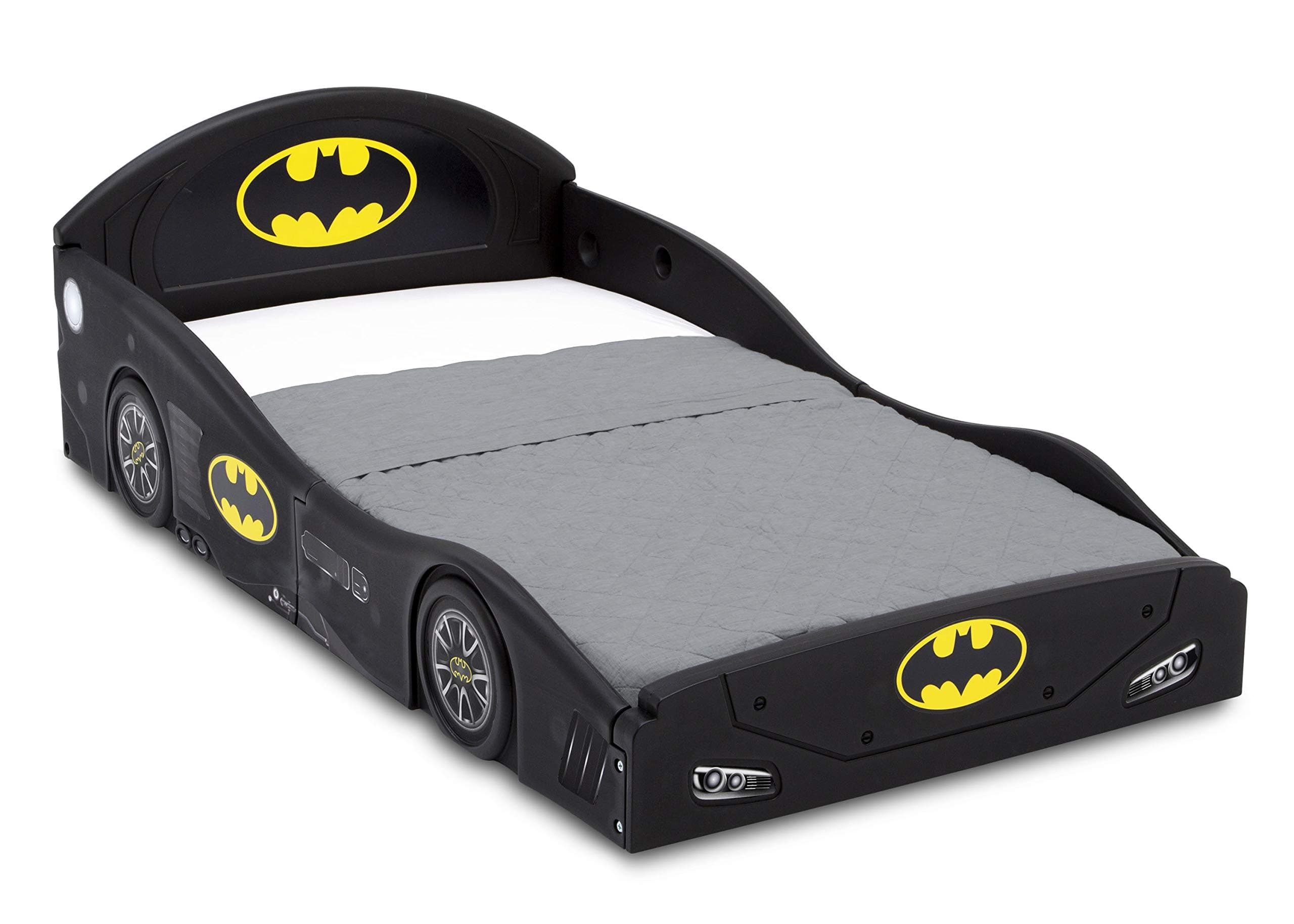 DC Comics Batman Batmobile Car Sleep and Play Toddler Bed with Attached Guardrails