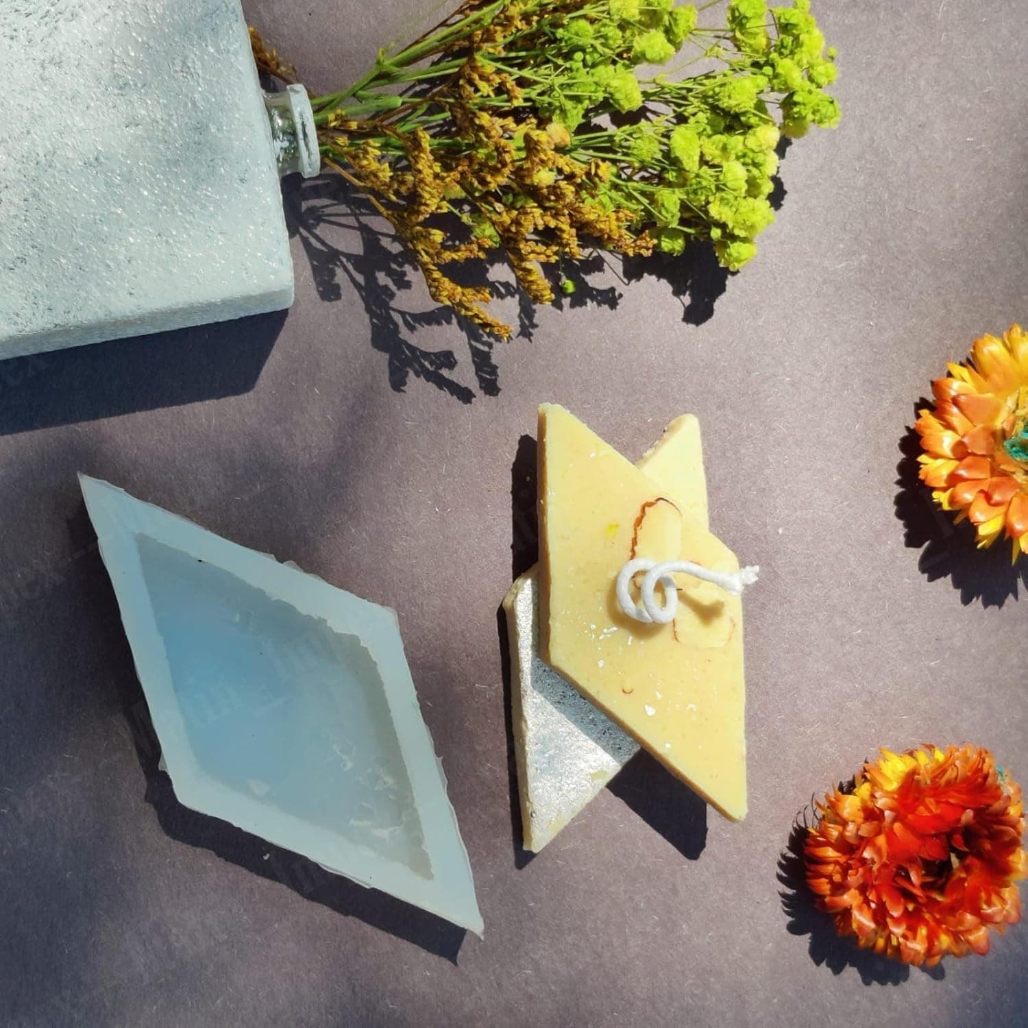 LEGACYCART Kaju Katli Shape Silicone Mould Candle Making Scented Soy Wax Diya For Diwali Festival Decoration Chocolate Cake Cupcake Mithai Sweets Mold Soap Resin Art Craft Clay DIY Gift Home Decor(PACK OF 1)