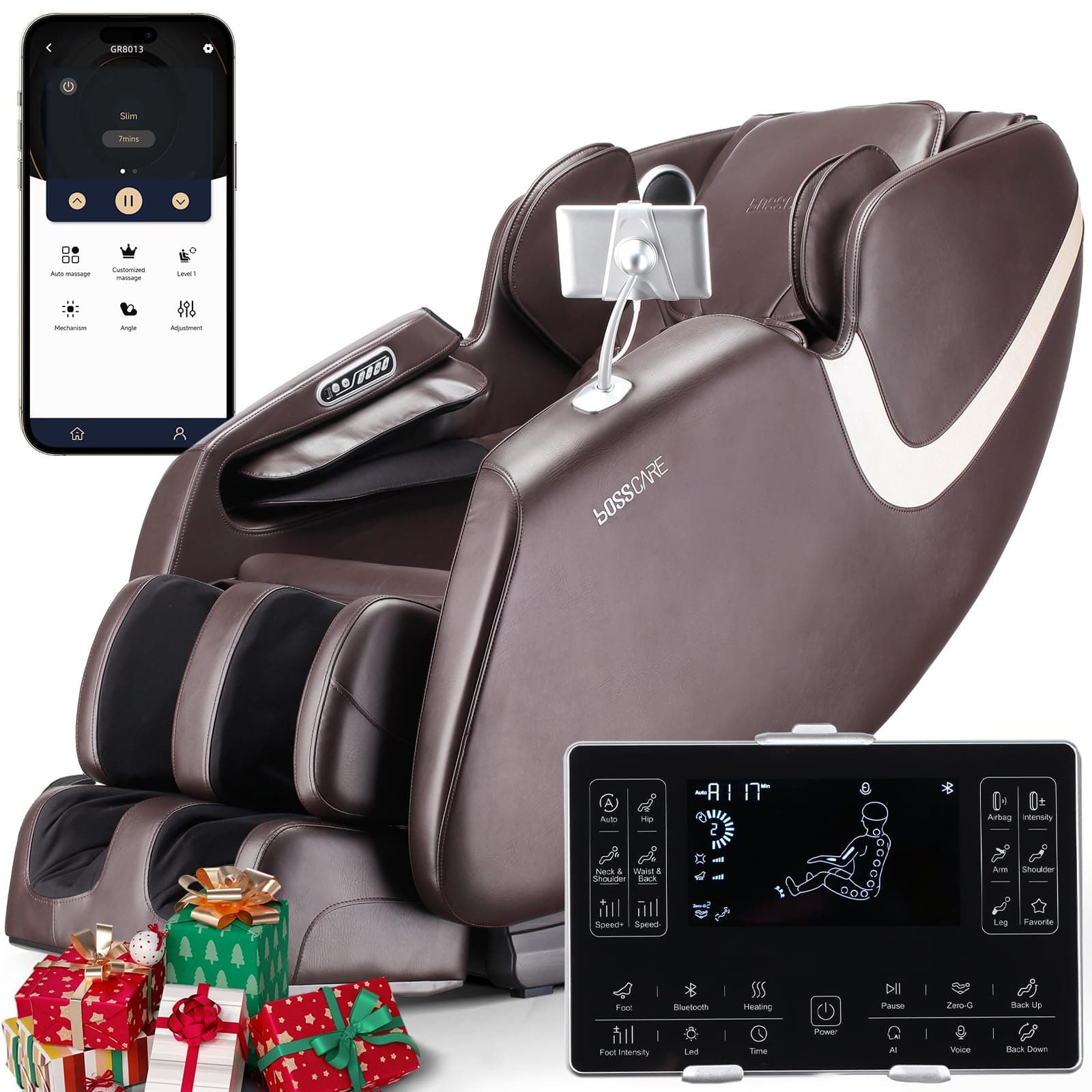 Full Body Airbag Massage Chair: 2025 Shiatsu Zero Gravity Massager Chairs - AI APP Control Back Heating - Relaxing Massaging Recliner for Friend Family
