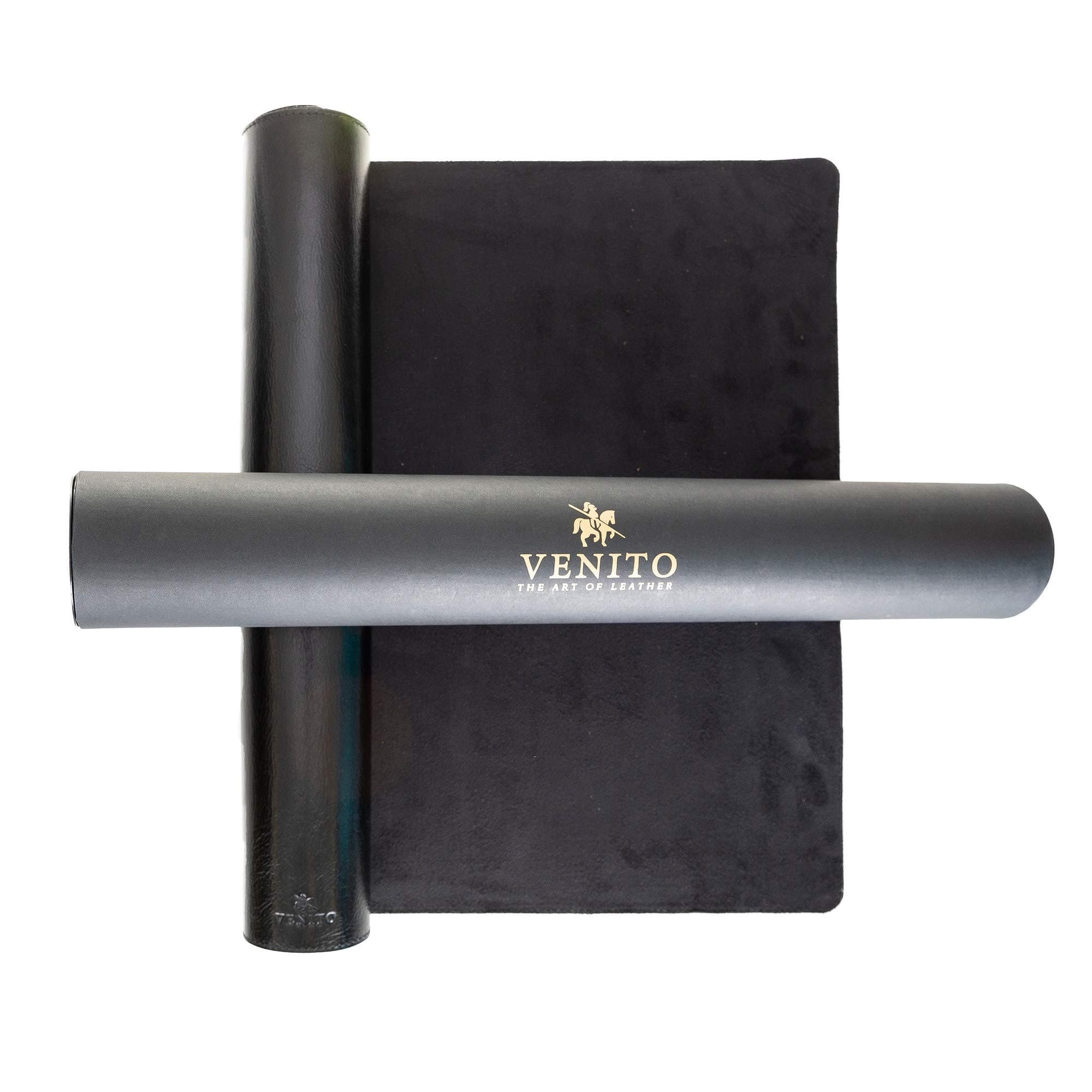 Venito Premium Leather Desk Mat (36 X 19 inch) - Large Mouse Mat for Home Office Accessories (Rustic Black)