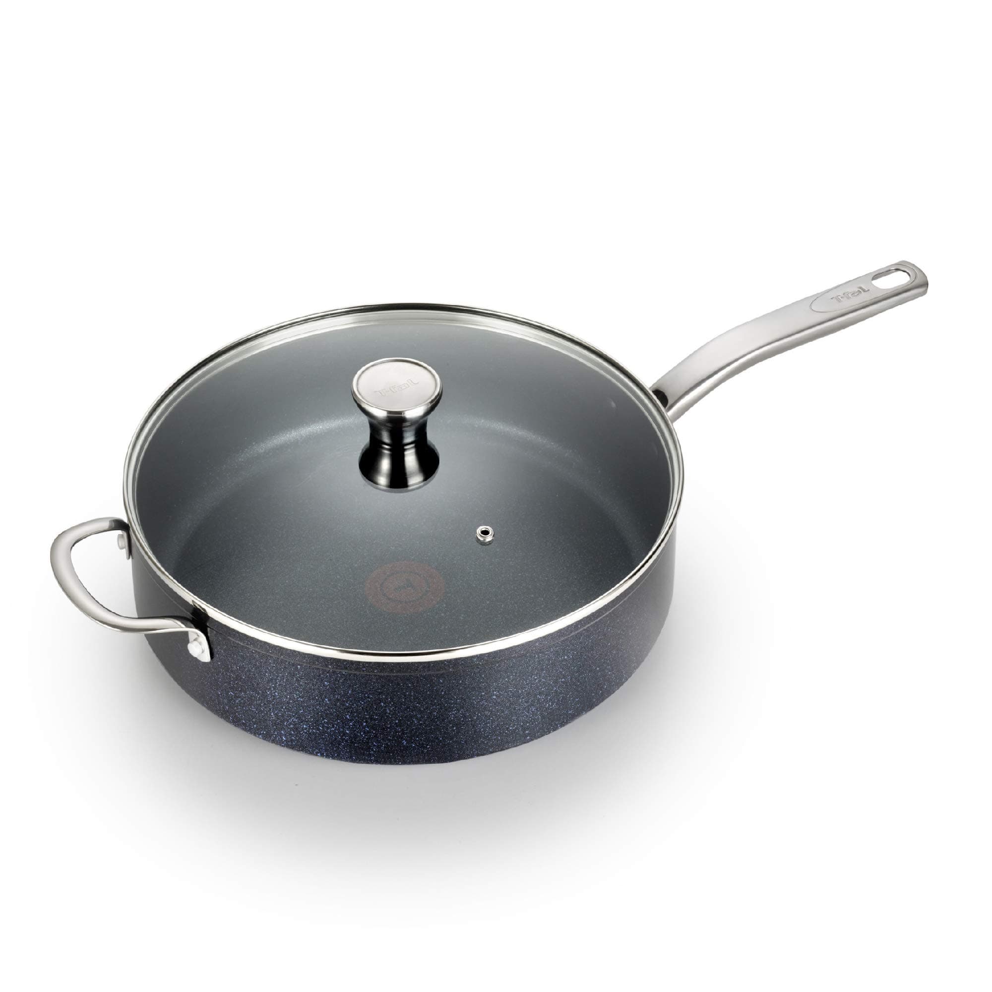 T-fal G10482 Heatmaster Nonstick Thermo-Spot Heat Indicator Dishwasher Oven Safe Jumbo Cooker with Lid Cookware, 5-Quart, Black