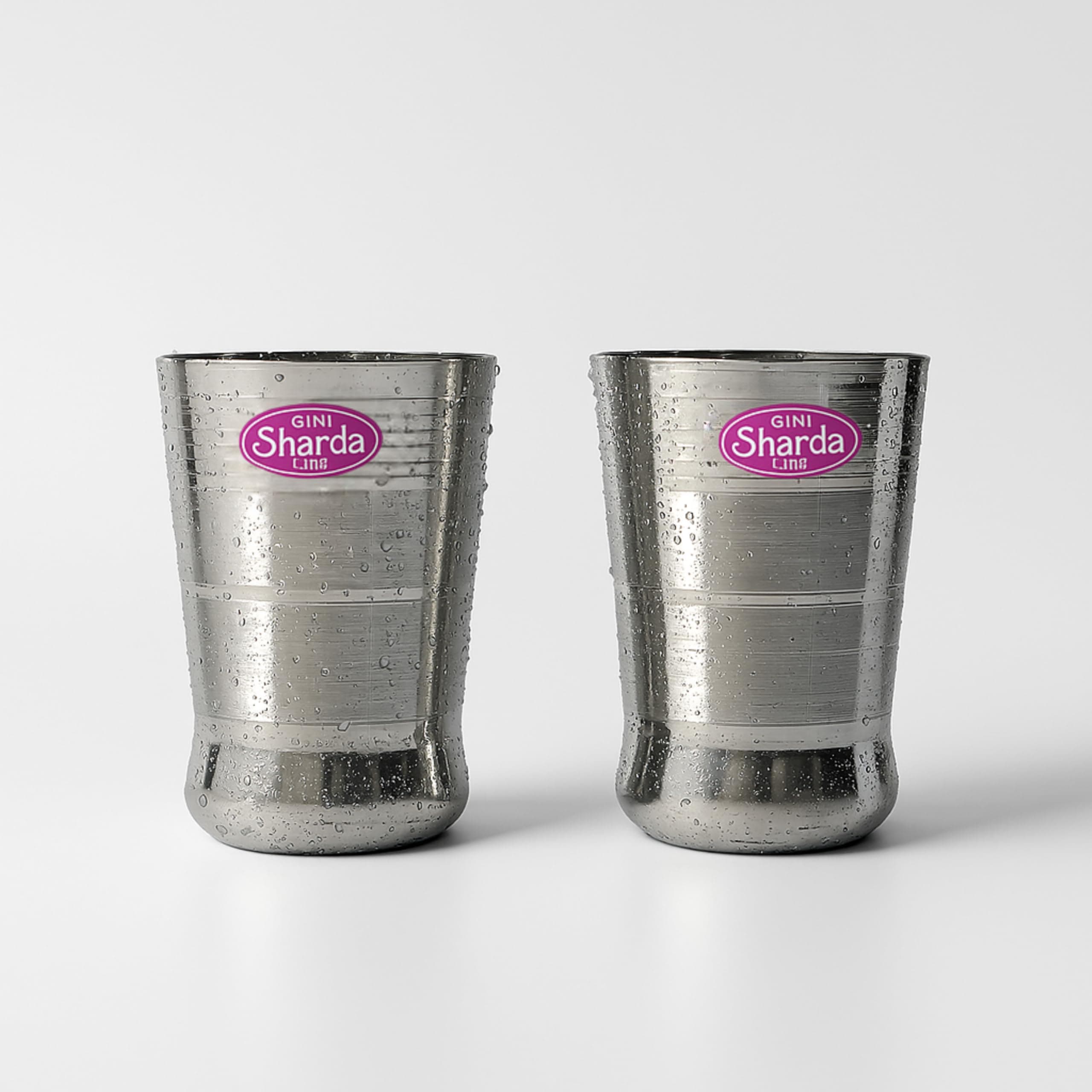 Sharda Metals Steel Glasses Set of 2 for Water, Used Everyday - Solid - 350 ml