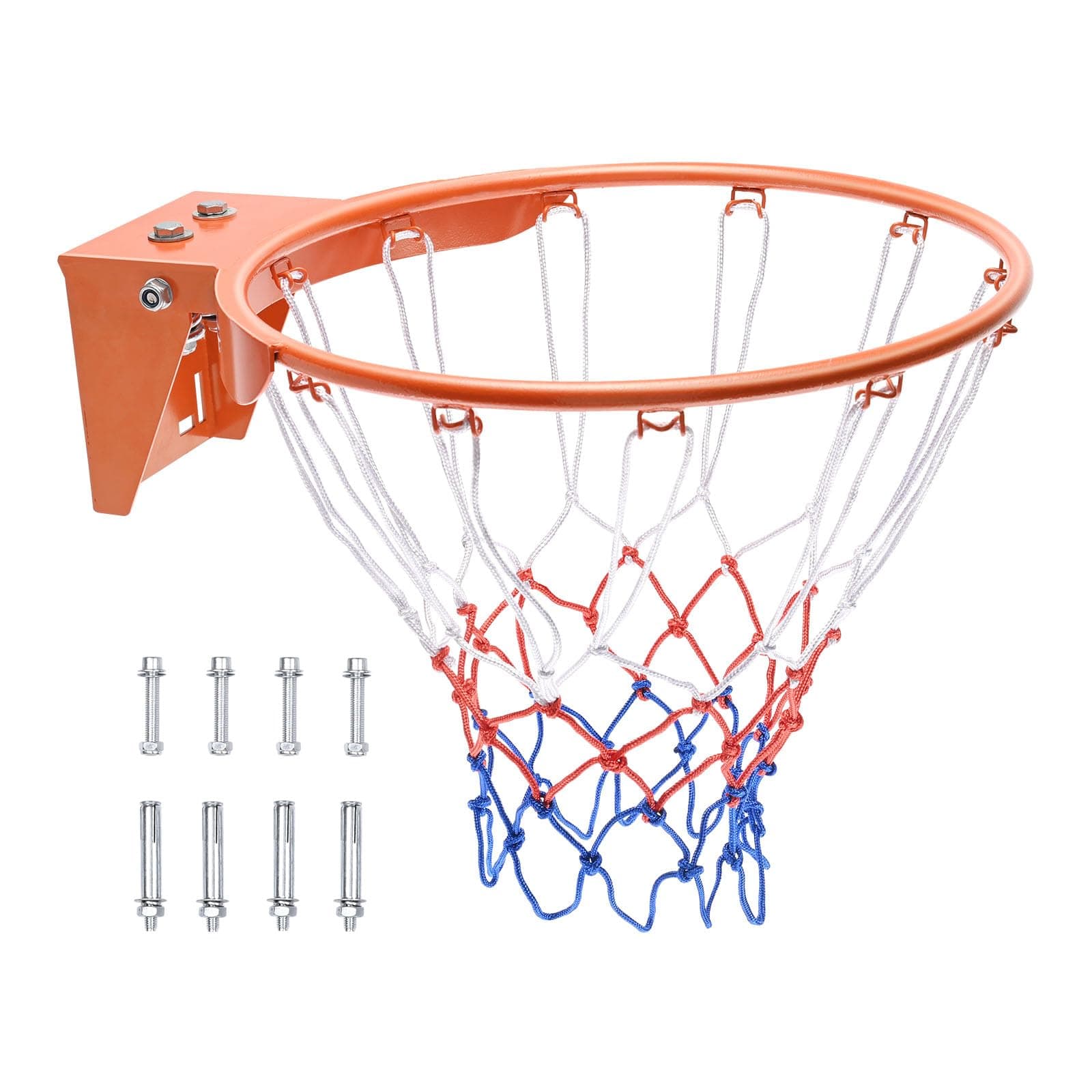 Basketball Rim, Wall Door Mounted Basketball Hoop, Heavy Duty Q235 Basketball Flex Rim Goal Replacement with Net, Standard 18" Indoor and Outdoor Hanging Basketball Hoop