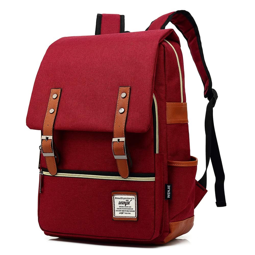 HITOP Travel Laptop Backpack, College Backpack, Vintage Fashion Laptop Travel Bag for Women Men Fits 15.6 Inch Laptop and Notebook (Wine Red)