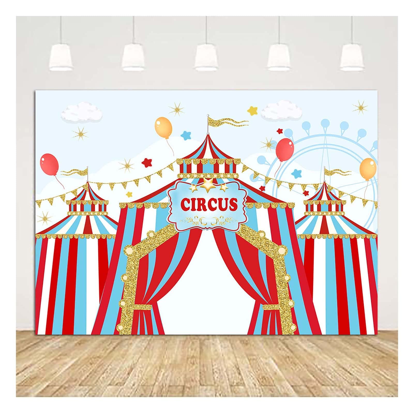 FanghuiCarnival Big Top Tent Photo Background for Children Circus Themed Birthday Party Decor Photography Backdrop Baby Shower Cake Table Supplies Photo Shoot Banner Vinyl 5x3ft