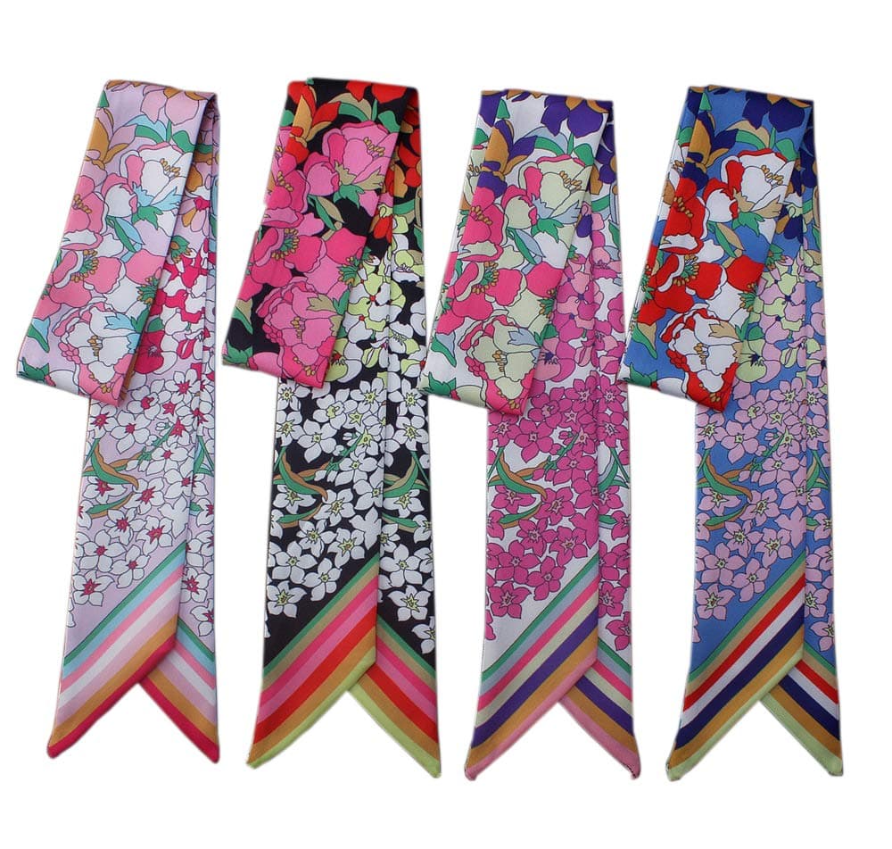 4pcs Polychrome Small Flower Bag Handbag Handle Ribbon Scarf Hair Head Band Neck Scarf Fashion Gifts, Medium
