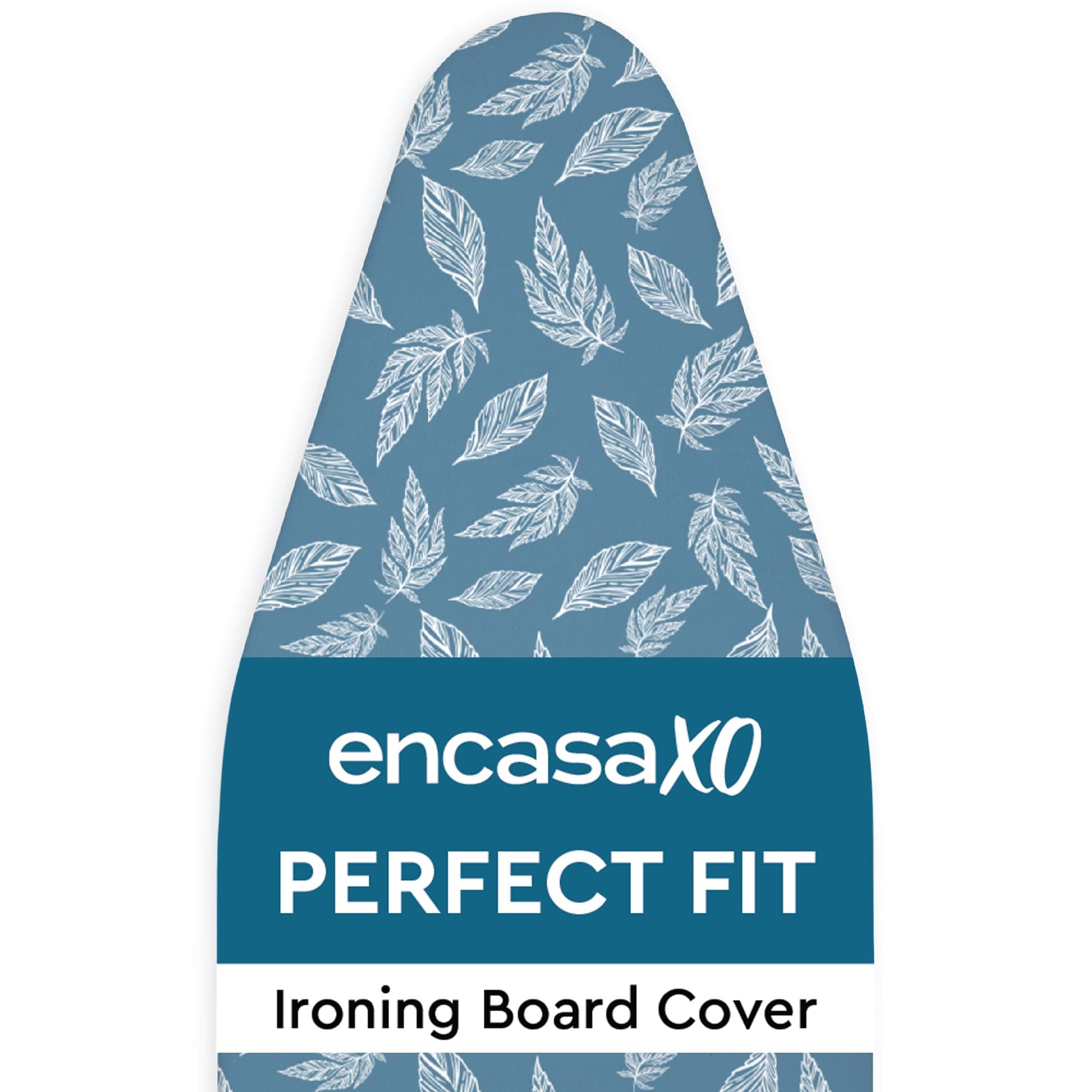 Ironing Board Cover and Pad 54"x15" - Thick 3mm Felt Padding, Drawstring Tightening & Lock, Easy Fit, Scorch & Stain Resistant, Fits Standard Large Ironing Board - Big Leaves Blue