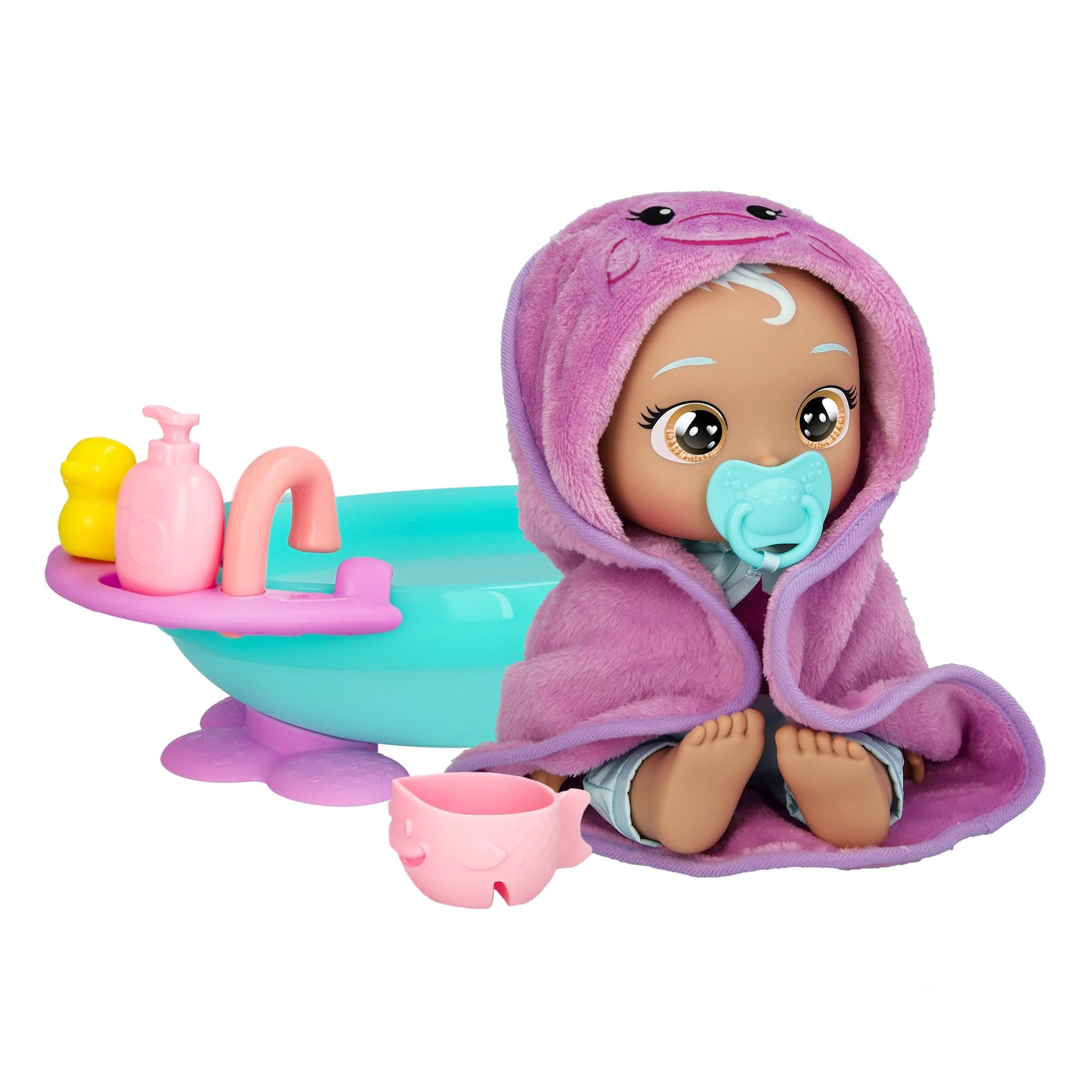 Cry Babies Newborn My First Bath Dana - Interactive Baby Doll Bathtub Set with 20+ Baby Sounds, Girls & Kids Age 18M and Up