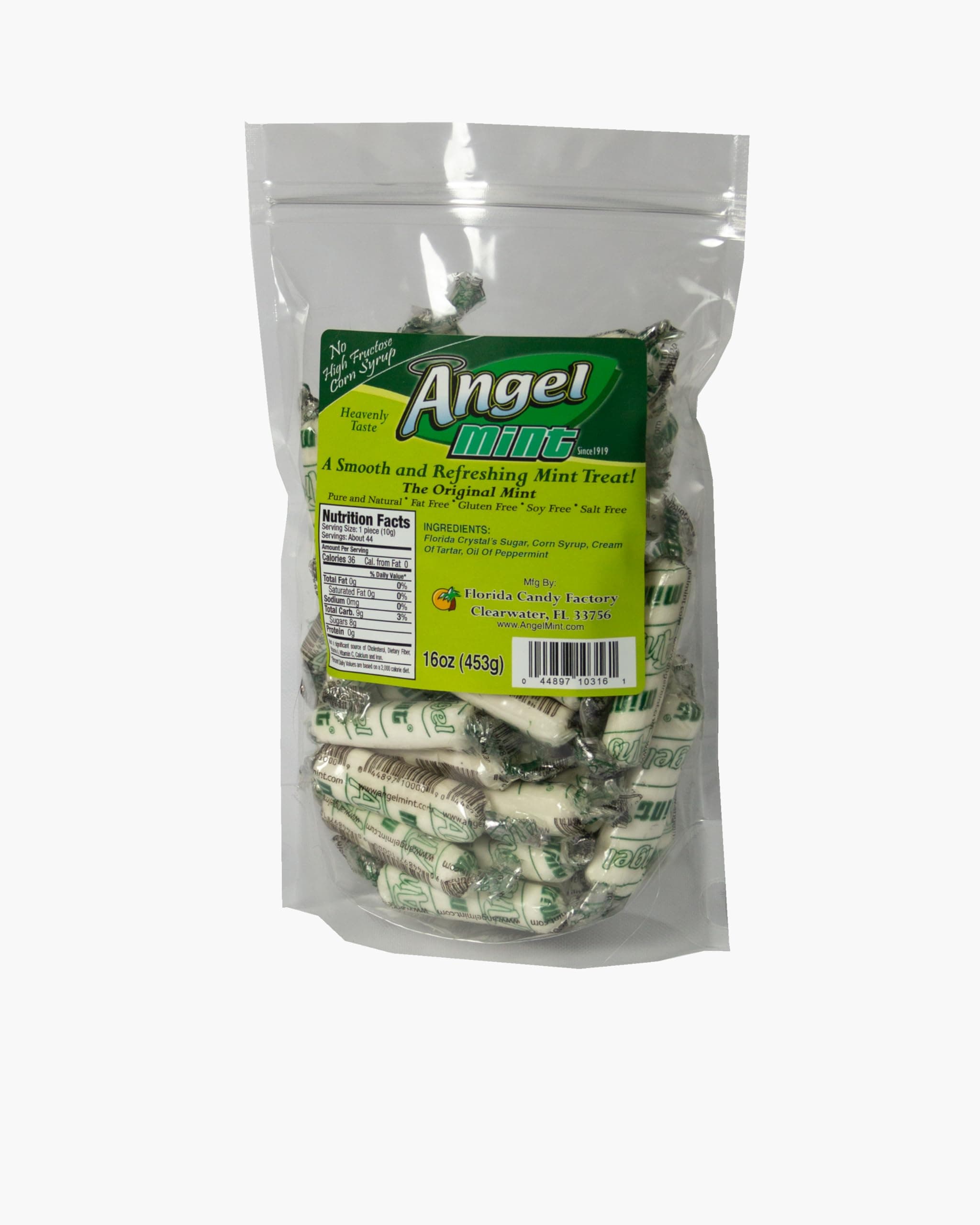 Original Angel Mint 16 oz bag | Creamy Peppermint | Individually Wrapped Mints | Old Fashion Candy |Pure and Natural | Fat Free | Gluten Free | Soy Free | Salt Free | Vegan Friendly|