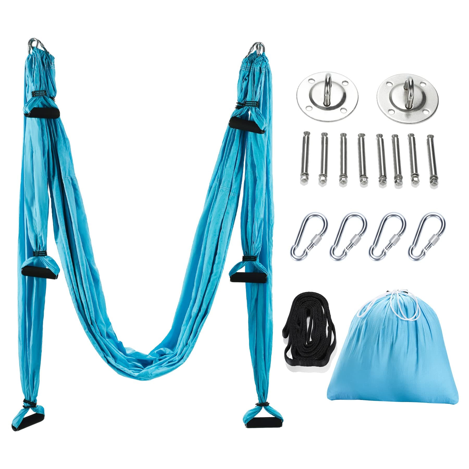 ZELUS Aerial Yoga Swing Sling Strong Yoga Hammock Kit Set Trapeze Inversion Equipment Include 2 Extensions Straps and Ceiling Mounting Kit