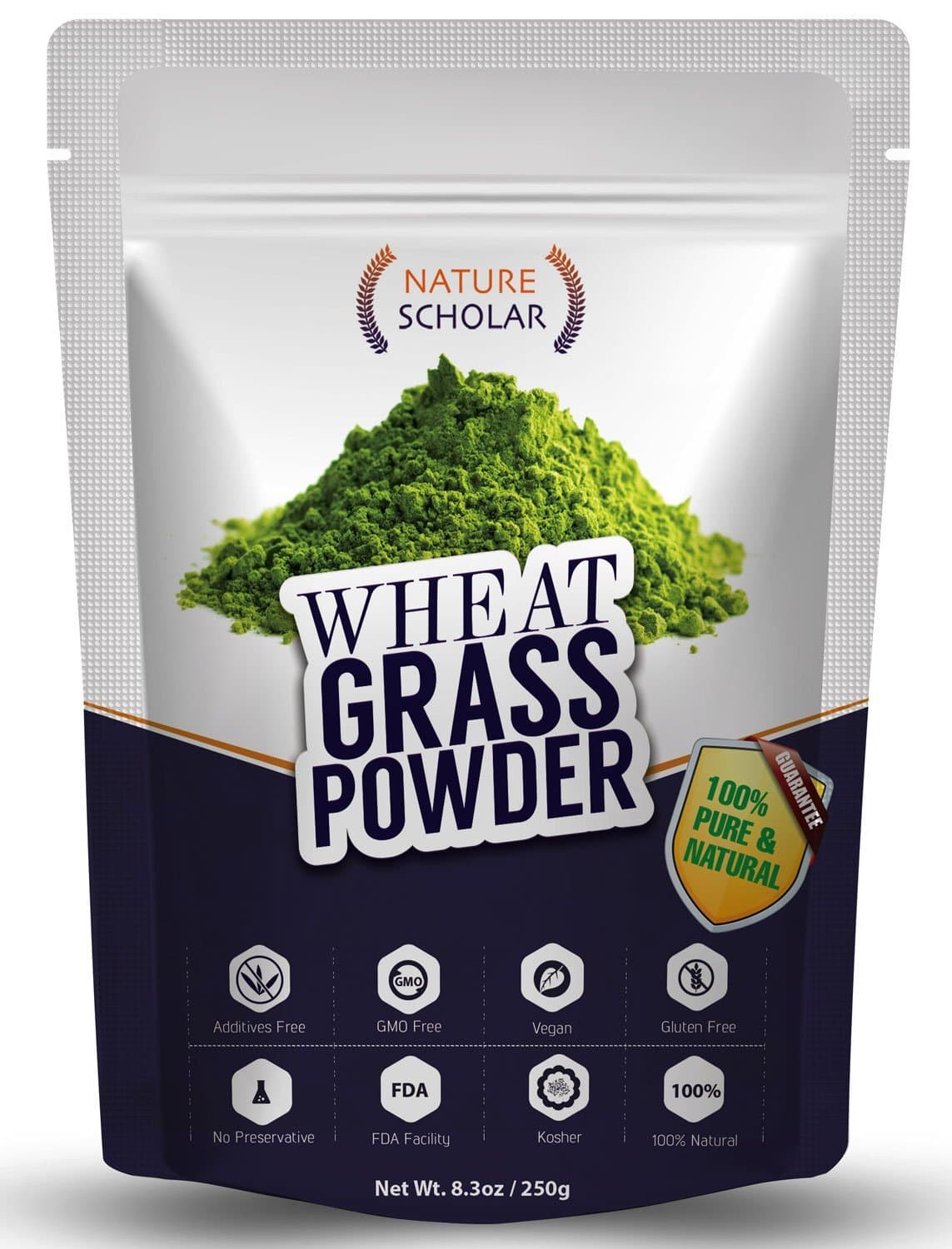 Nature Scholar Wheatgrass Powder 250g (60 Servings) - Chlorophyll Rich Whole Food Wheat Grass - Natural Balance of Beta-carotene, proteins, minerals, amino acids, active enzymes and vitamins