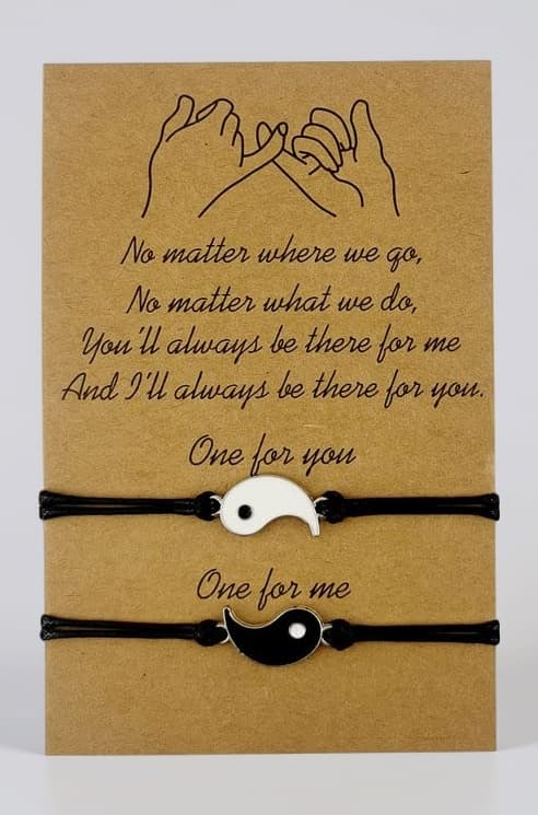 Couple Bracelets for Man&Women Stylish, Alloy Black and White Braided Diwali & Bhai Dooj Bracelet for Brothers and sisters,Best Friend,Fashion Accessories Gifts-2PC