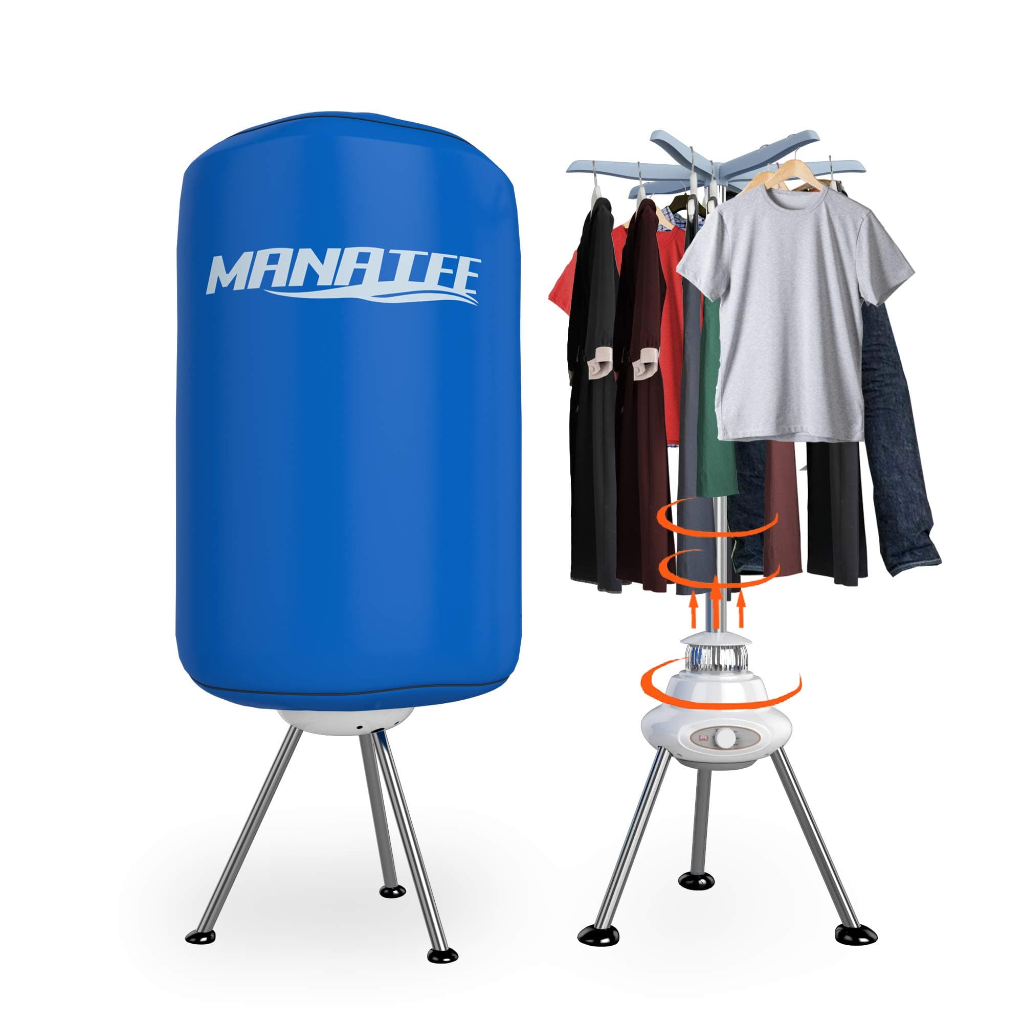 MANATEE Clothes Dryer Portable Electric Laundry Drying Rack 10 KG Capacity Round Shape Best Energy Saving Portable Ventless Cloths Dryer Folding Drying Machine with Heater