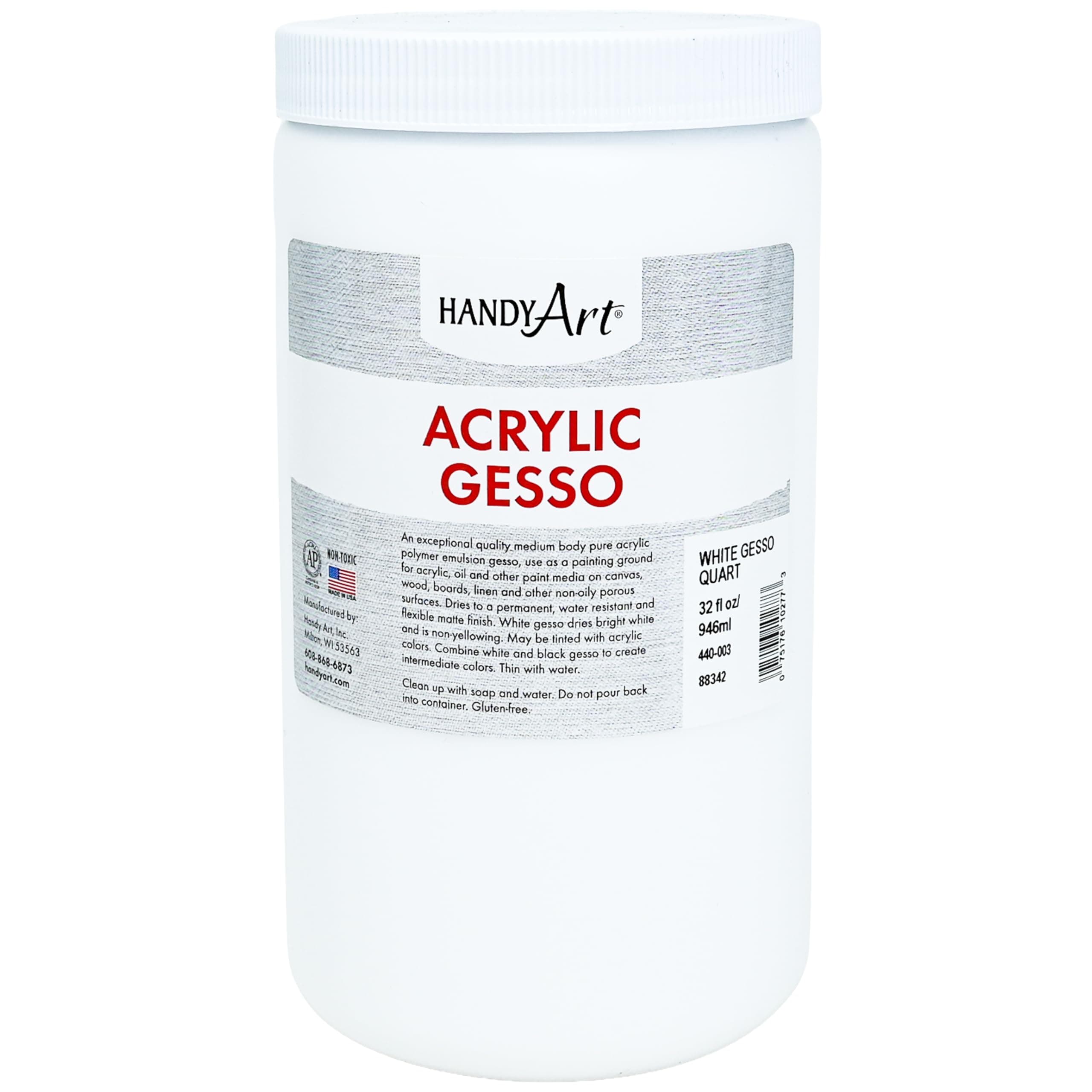 Handy Art 440-003 Medium Student Acrylic Paint, 32 oz., Gesso White