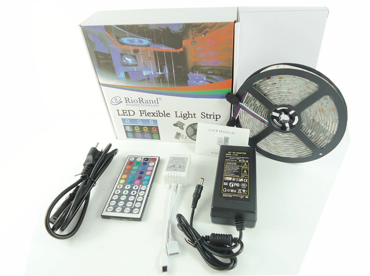 RioRand 5M Outdoor LED Strip Light 150 LEDs 16.4 Feet RGB Color Changing Kit SMD 5050 waterproof Flexible lighting