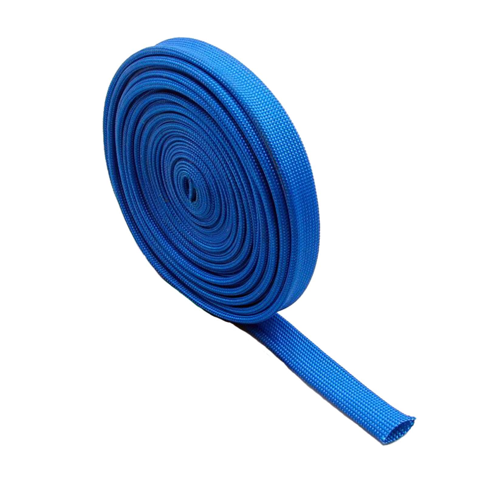 SUNDELY Heat Shield Protector Woven Braided Sleeve Sleeving Pipe Roll Spark Plug for Oil Fuel Line Wire Cable Management 3/8" (10mm) ID X 25' (7.62m) Long Blue