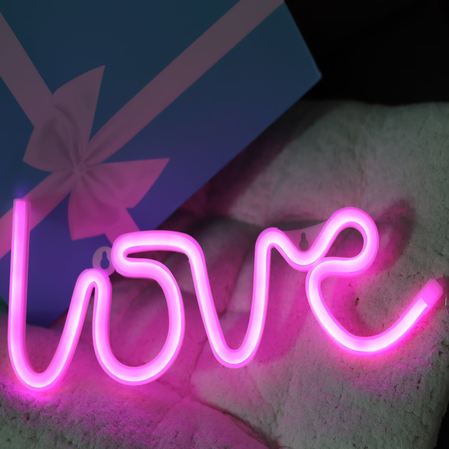 Neon Signs Love Letters Pink LED Decorative Night Light for Bedroom Wall décor Light for Wedding Valentine's day Pub Battery Operated and USB Powered Neon Light(NELOV2)
