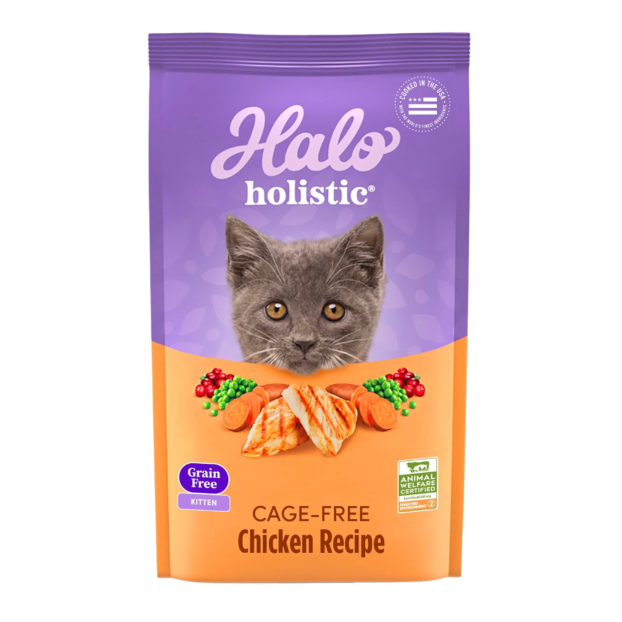 Holistic Kitten Food, Cage Free Chicken Recipe, Grain Free Dry Cat Food, Complete Digestive Health, 3 lb Bag