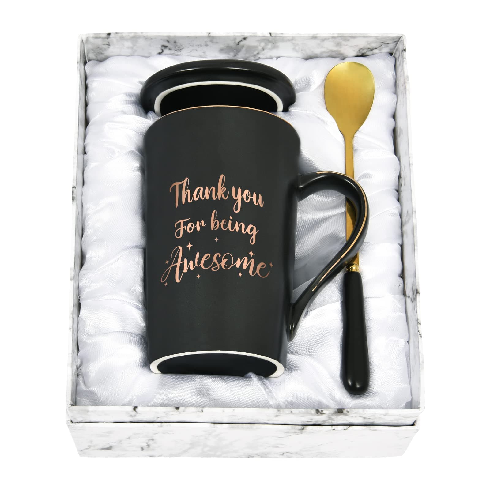 YHRJWN Thank You Gifts for Men Women, Thank You for Being Awesome Coffee Mug, Christmas Appreciation Gifts for Friends Coworkers Employees Teachers Nurse, 14 Oz Black