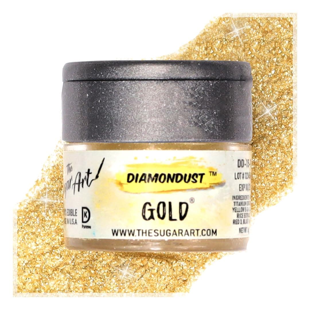 Gold Edible Glitter for Drinks, Cocktails, Cake Decorating, Strawberries, Chocolates & More | No Taste | 4g | 100% Food-Safe | Kosher, Vegan, Gluten & Nut Free | DiamonDust by The Sugar Art …