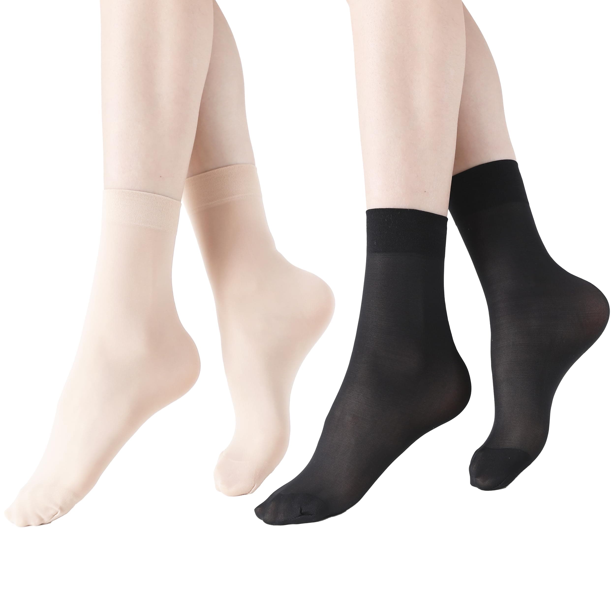 Women's 10-24 Pairs (in Gift Box) Ankle High Sheer Nylon Socks Soft Tight Hosiery with Reinforced Toe