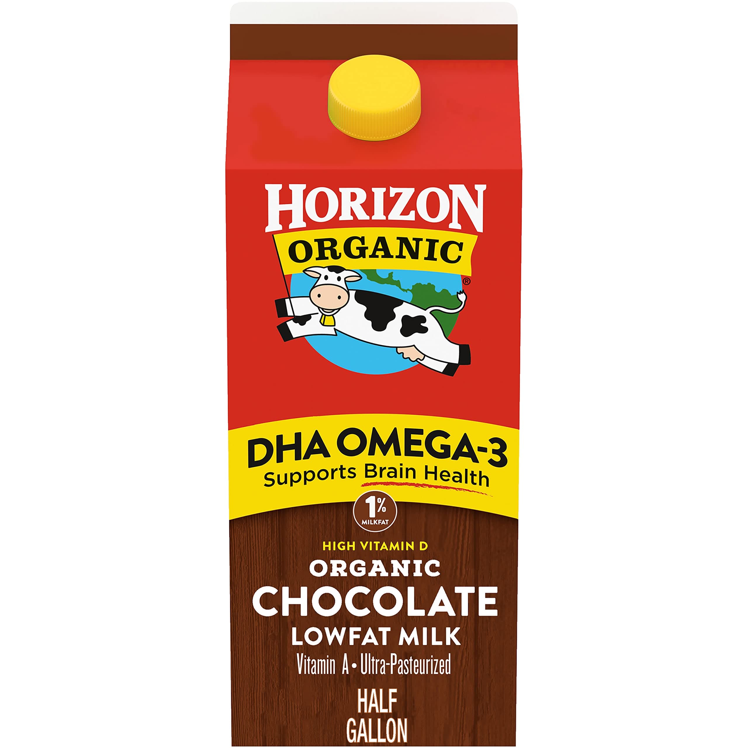 Horizon Organic 1% Low Fat milk with DHA Omega-3, Chocolate, Half Gallon