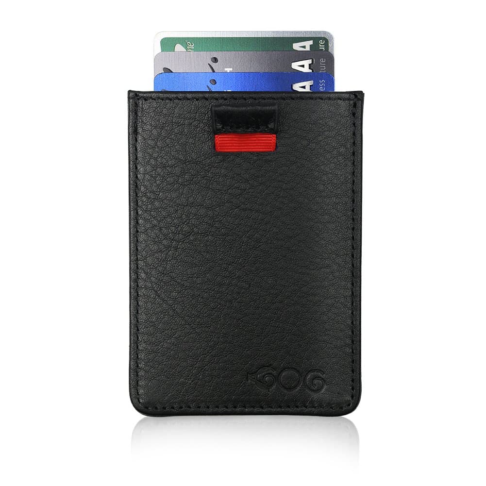 Agog Money Clip Wallet For Men - Ultra Slim Bifold Genuine Leather Pull Tab with Money Clip - Multi Card Holder Front Pocket Wallet - Black