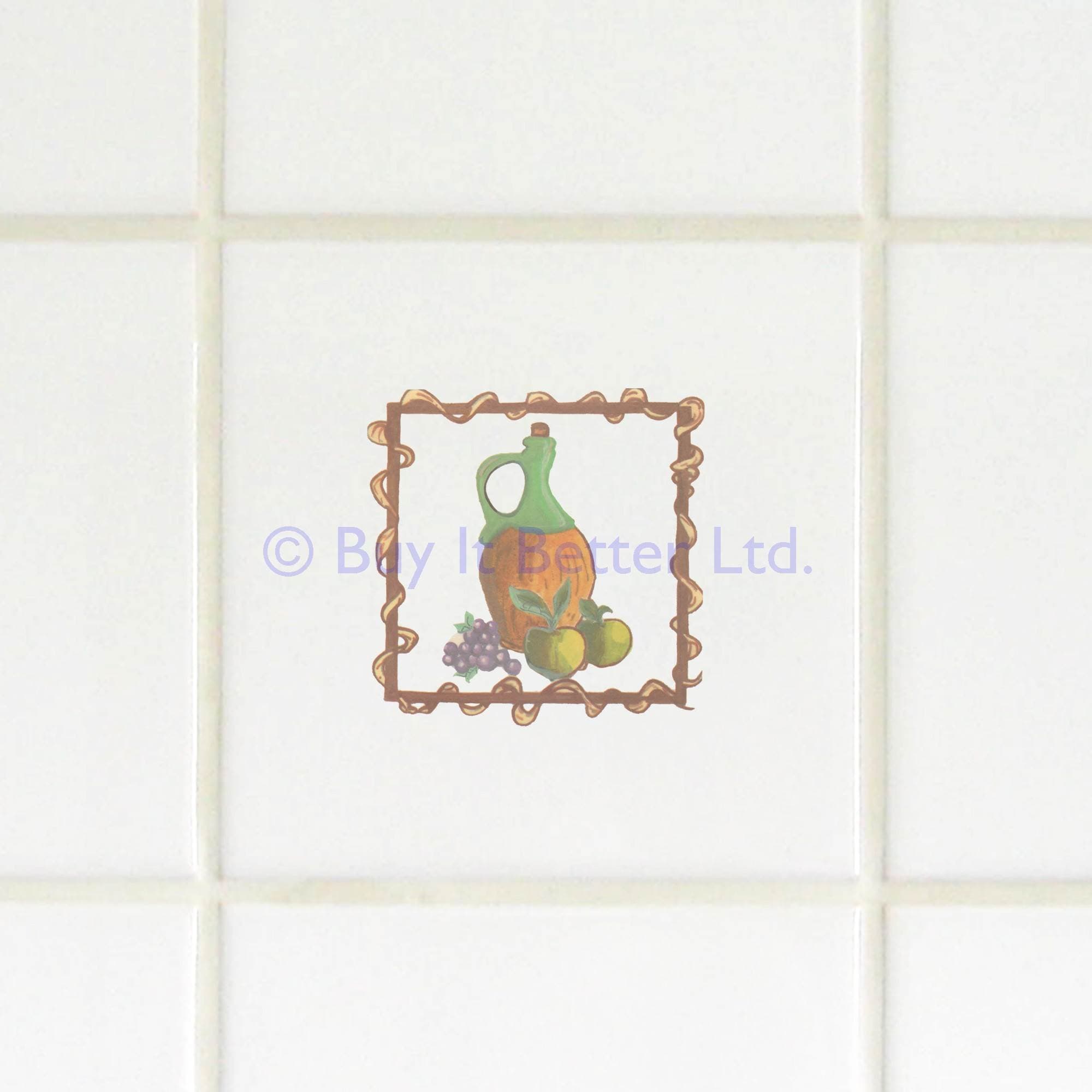 Tile Transfers Water Slide Decal Inset Farm House Bottle and Fruit 5 Pack