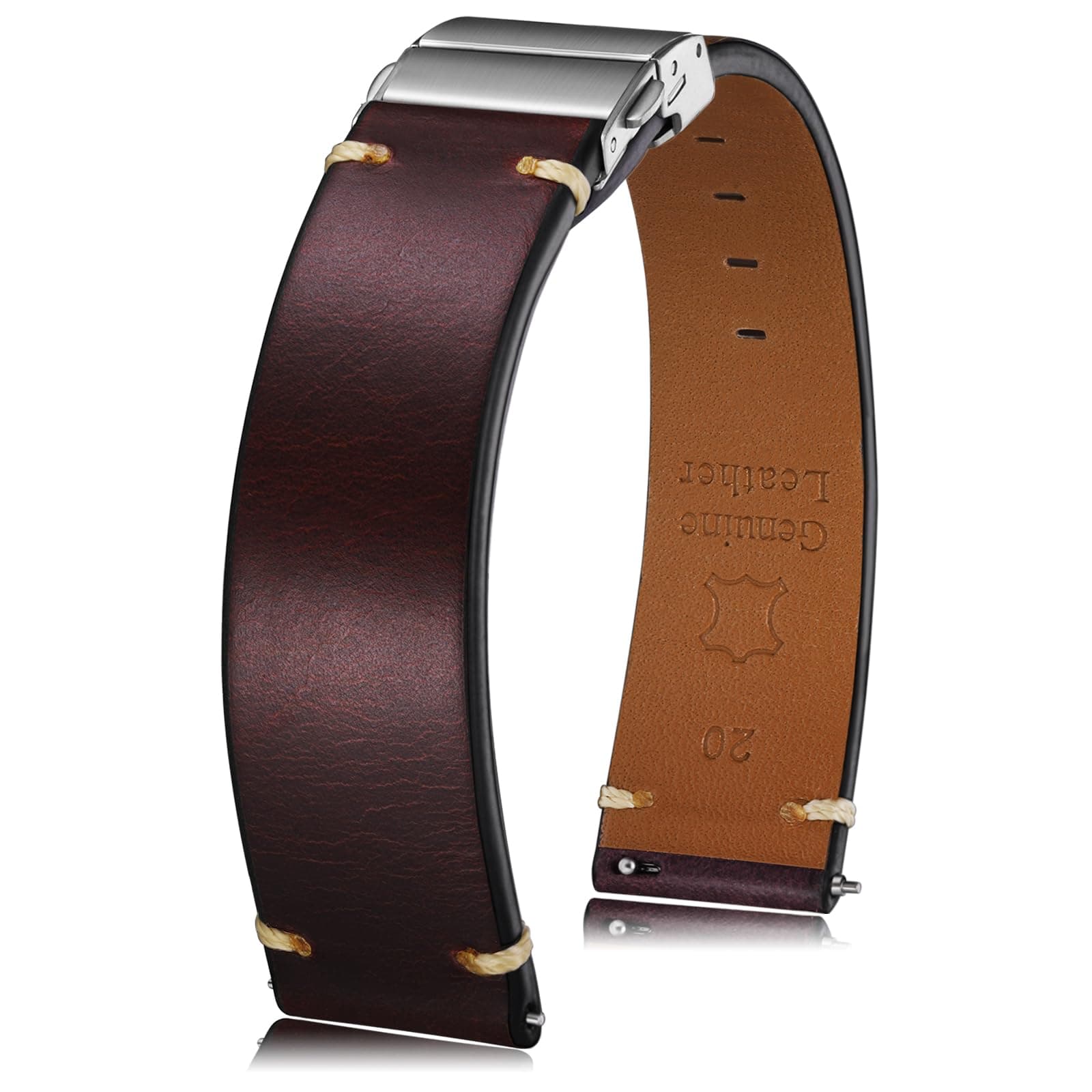 leather Watch Band Retro Oil wax Genuine Leather,18mm 19mm 20mm 21mm 22mm Quick Release Foldover Clasp Replacement Watch Straps for Men and Women