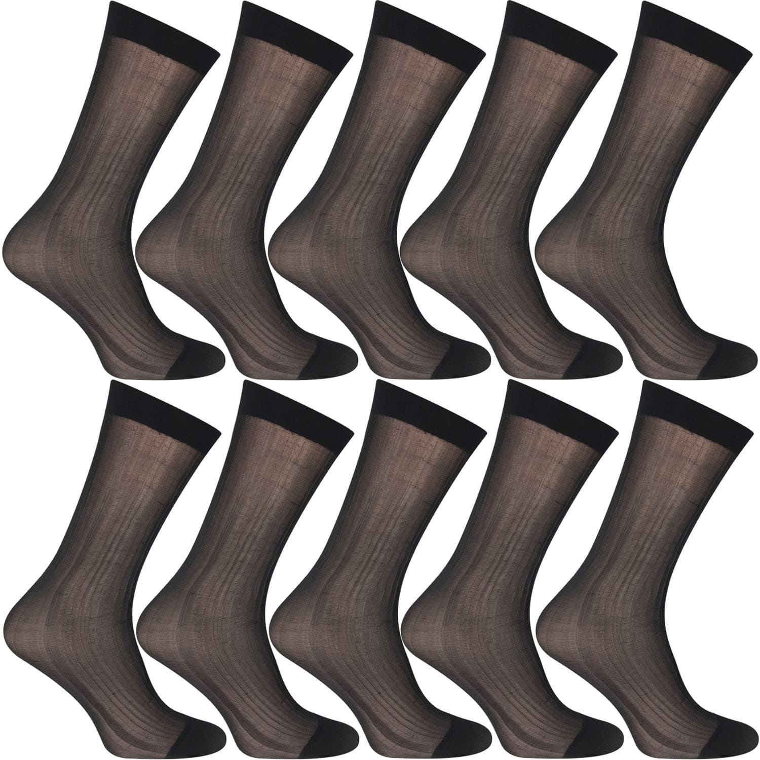 10 Pairs Mens Ultra Thin Dress Socks Silk Sheer Business Socks Soft Nylon Work Trouser Sox Mid Calf