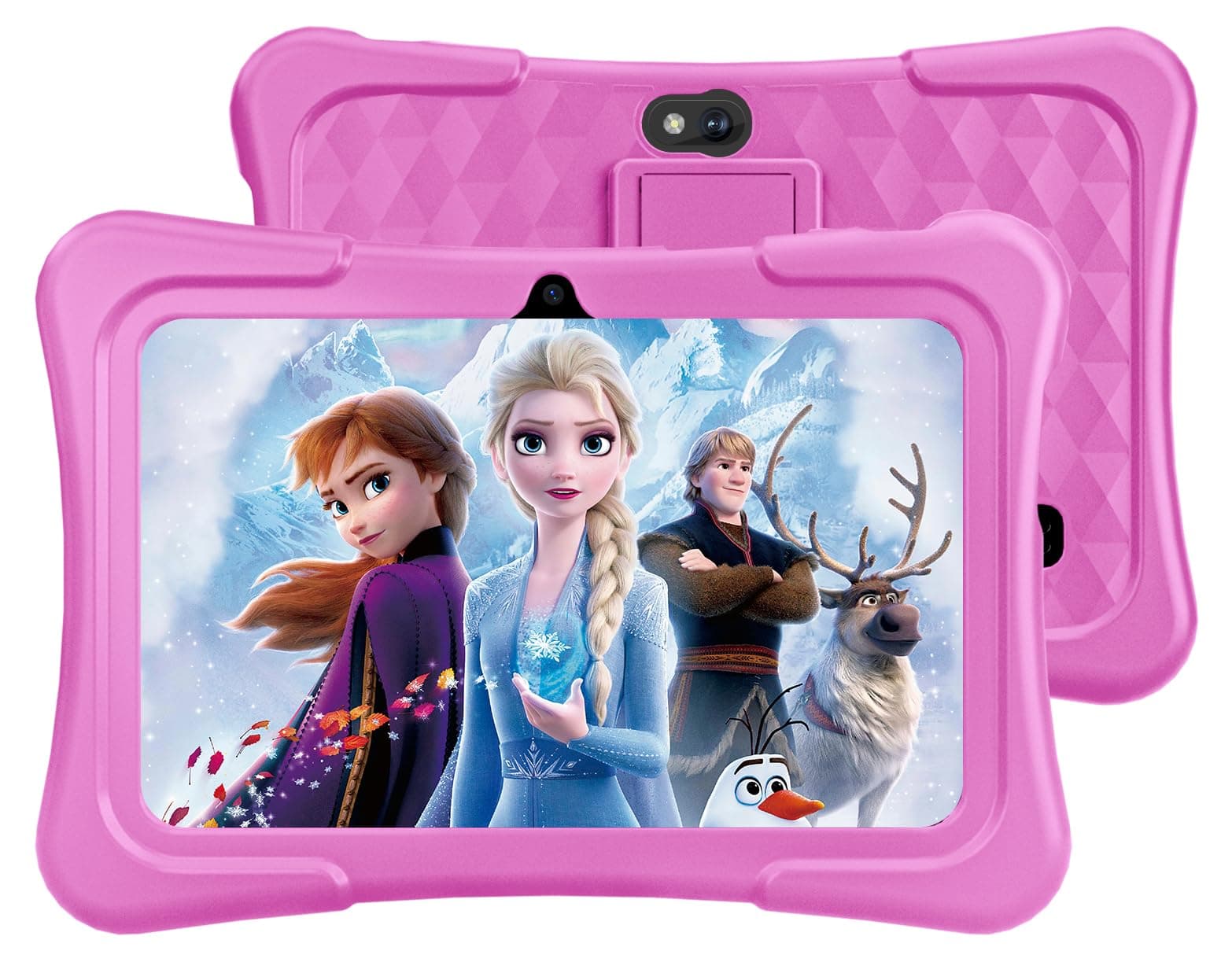 Kids Tablet, 7 inch Android Tablet for Kids, 6GB RAM 32GB ROM Toddler Tablets with Case, Bluetooth, WiFi, Parental Control, 2MP+2MP Dual Camera, FM, Educational, Games (Pink)
