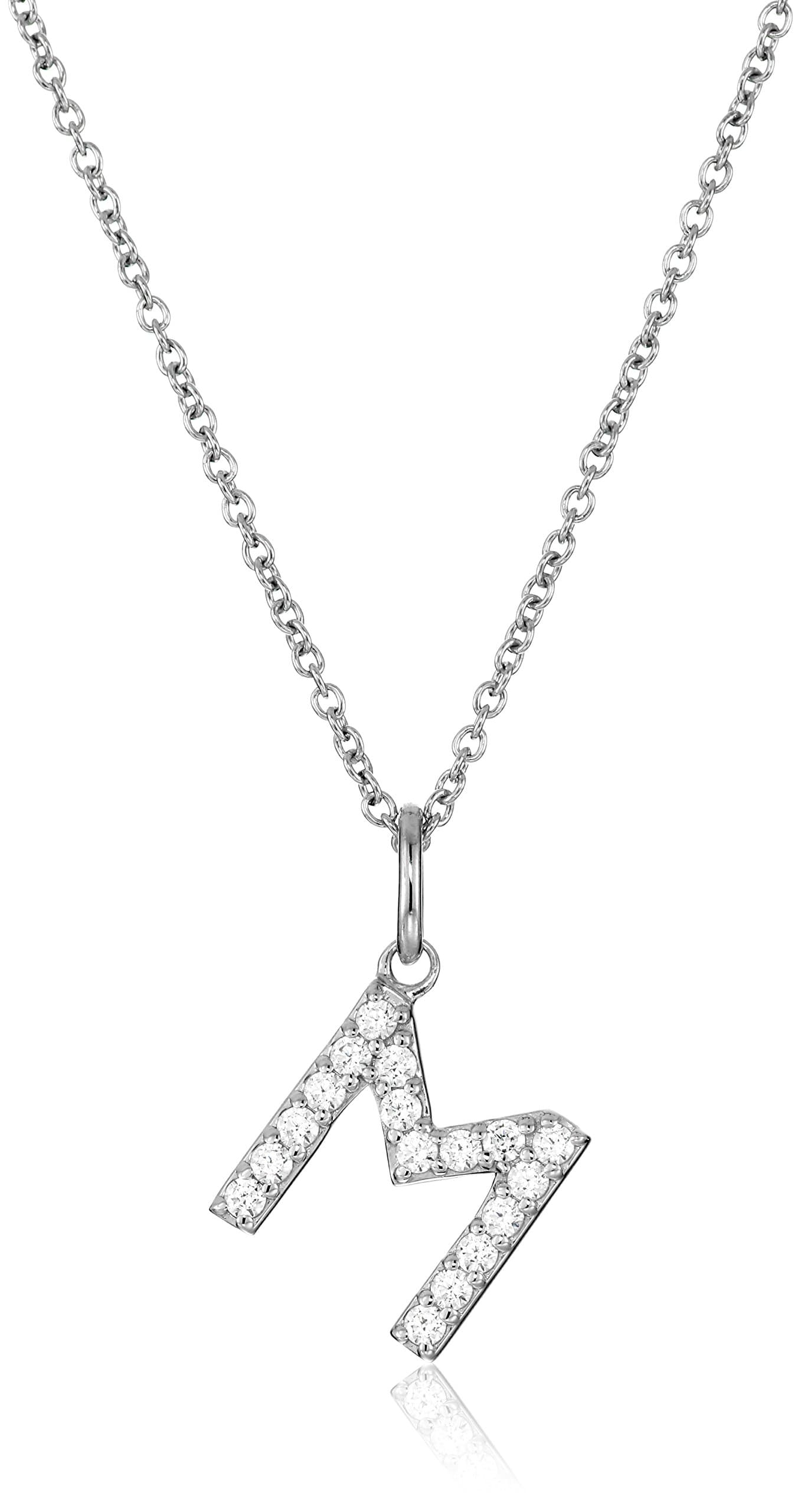 Amazon CollectionPlatinum Plated Sterling Silver Infinite Elements Cubic Zirconia Initial Pendant Necklace, 18"