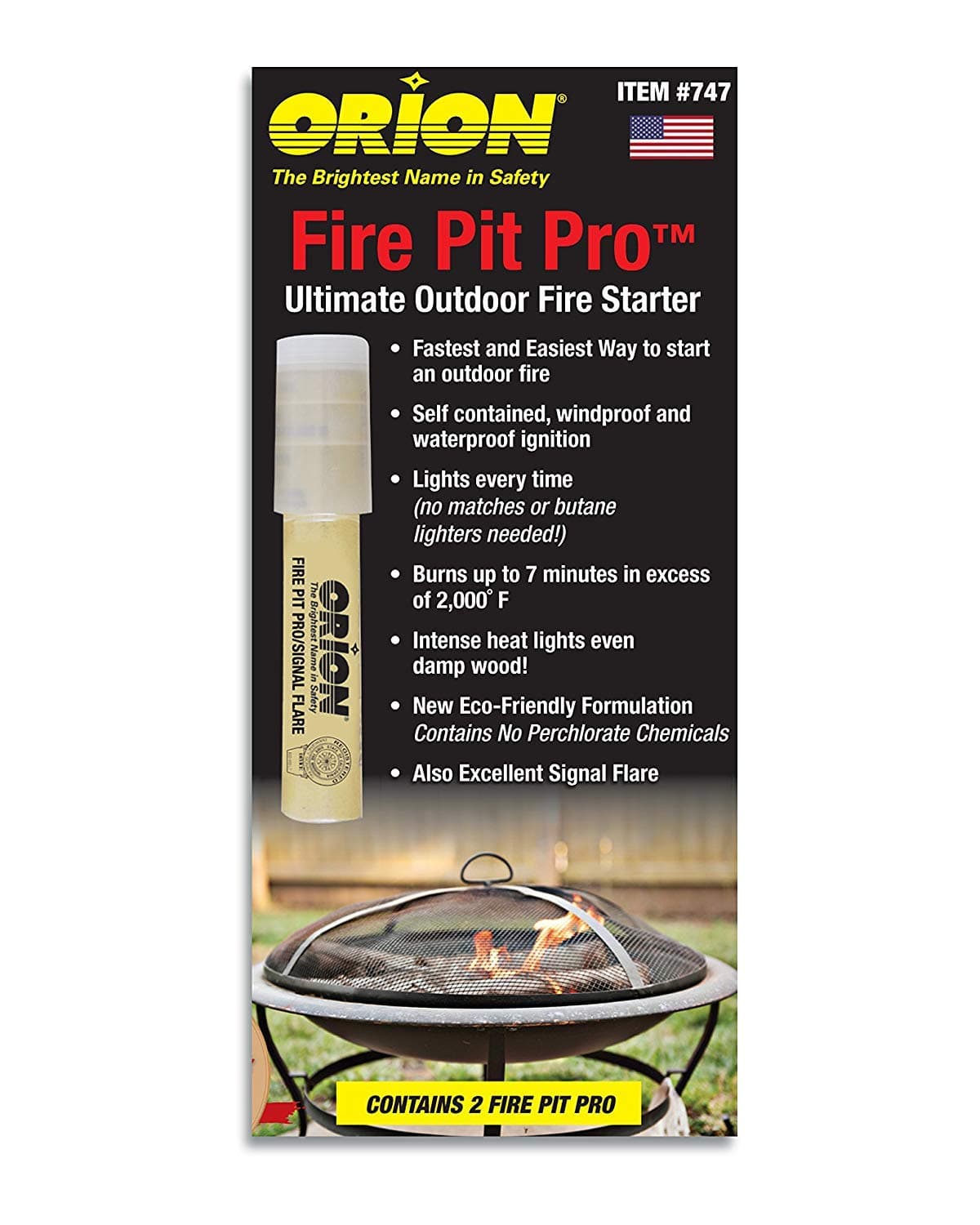 Safety - Fire Pit Pro - Fire Starter for Campfires, Bonfires & Fire Pits - Ignites Damp Wood & Burns up to 7 Minutes - Eco-Friendly - Self-Contained, Waterproof & Windproof Ignition