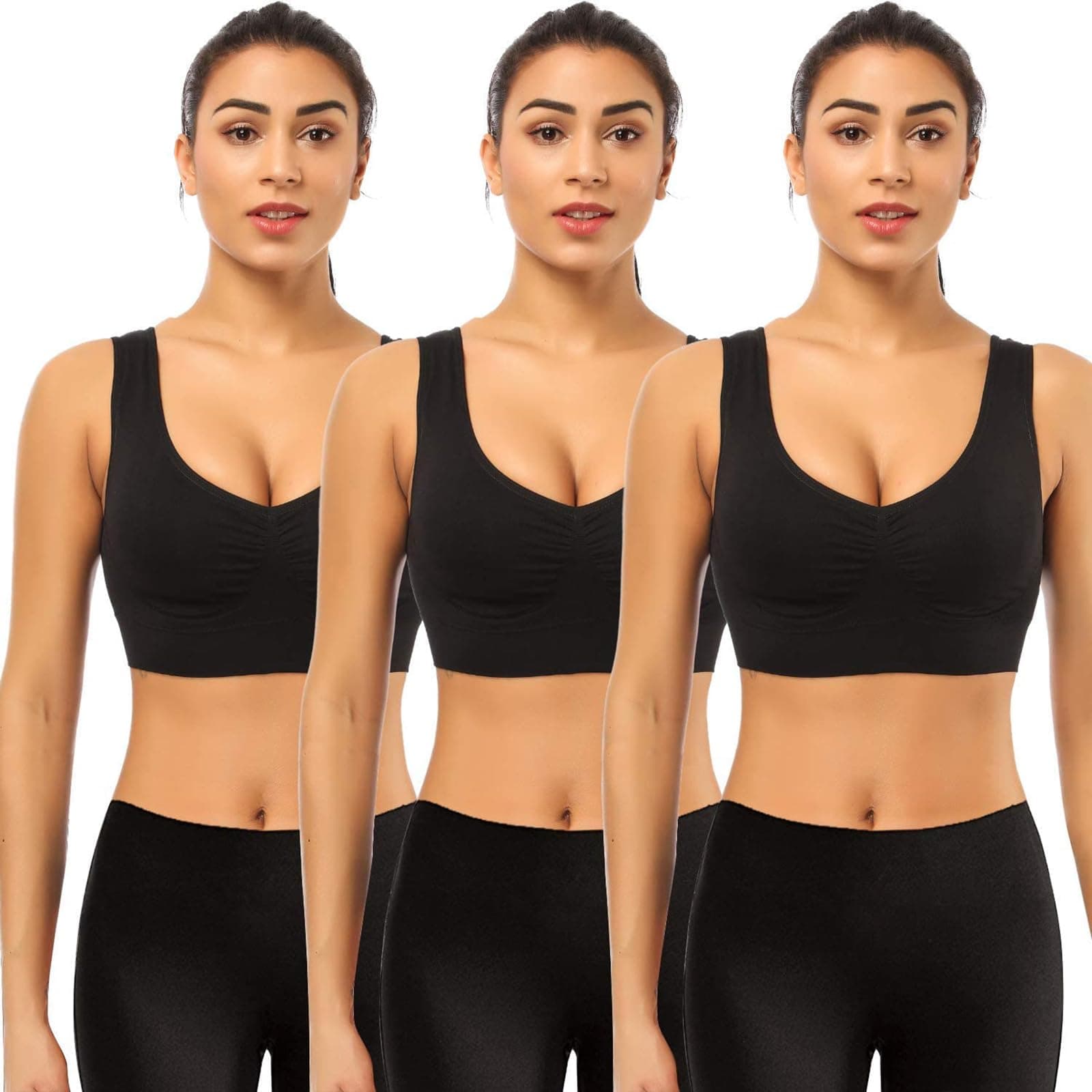 Sports Bras for Women, Seamless Comfortable Yoga Bra with Removable Pads