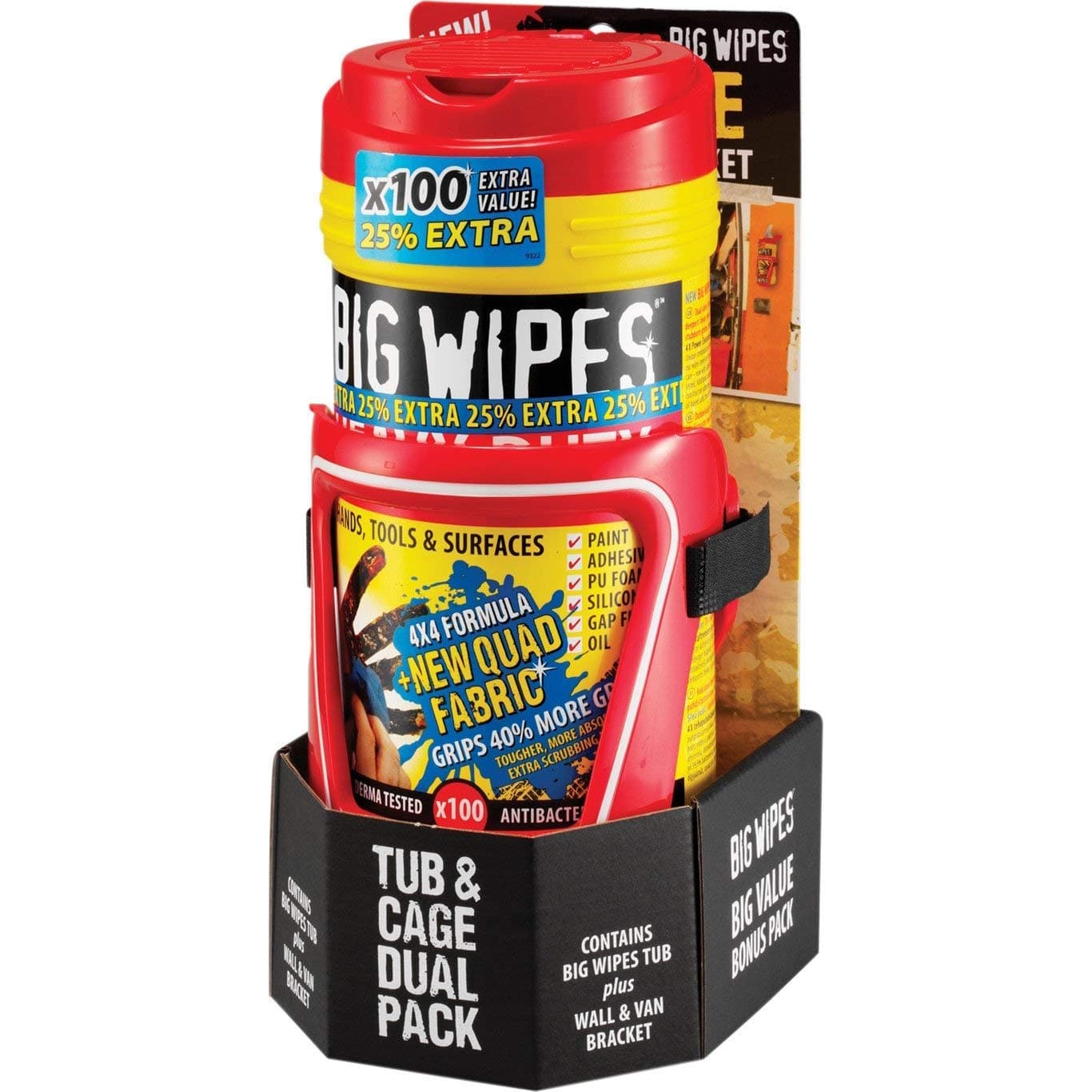 Big Wipes BGW2426 Red Top Heavy-Duty Wipes Tub of 80+25% Inc Bracket