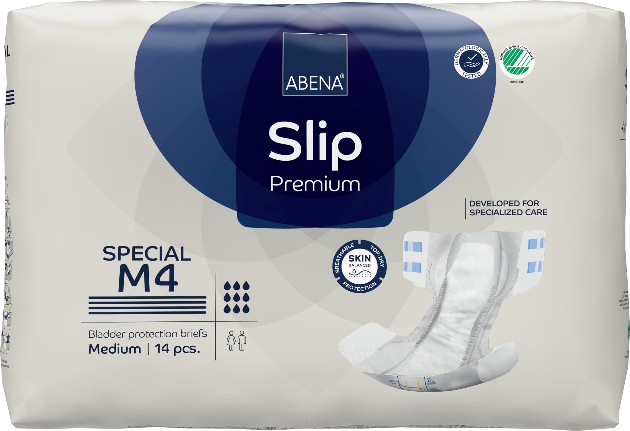 Classic Design Adult Diapers, Slip Special Premium Incontinence Briefs, Heavy Absorbency, Level 4, Medium, 14 Count