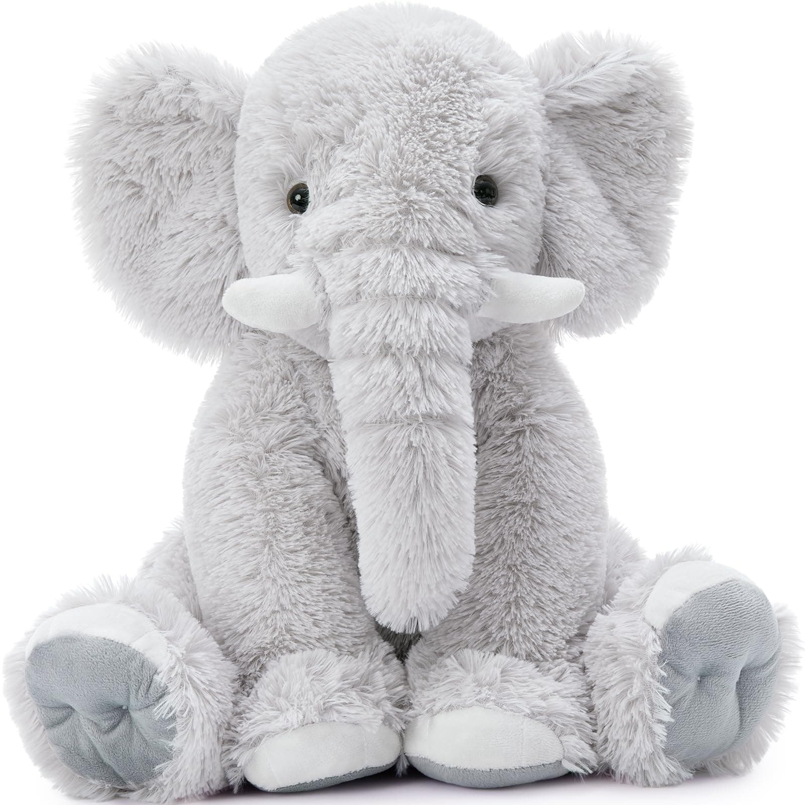 MorisMos Gray Elephant Teddy Bear, Fluffy Cuddly Elephant Stuffed Animal Plush Toy Soft, Kawaii Valentines Presents for Kids Girls Boys Girlfriend Birthday Party Decorations 50cm