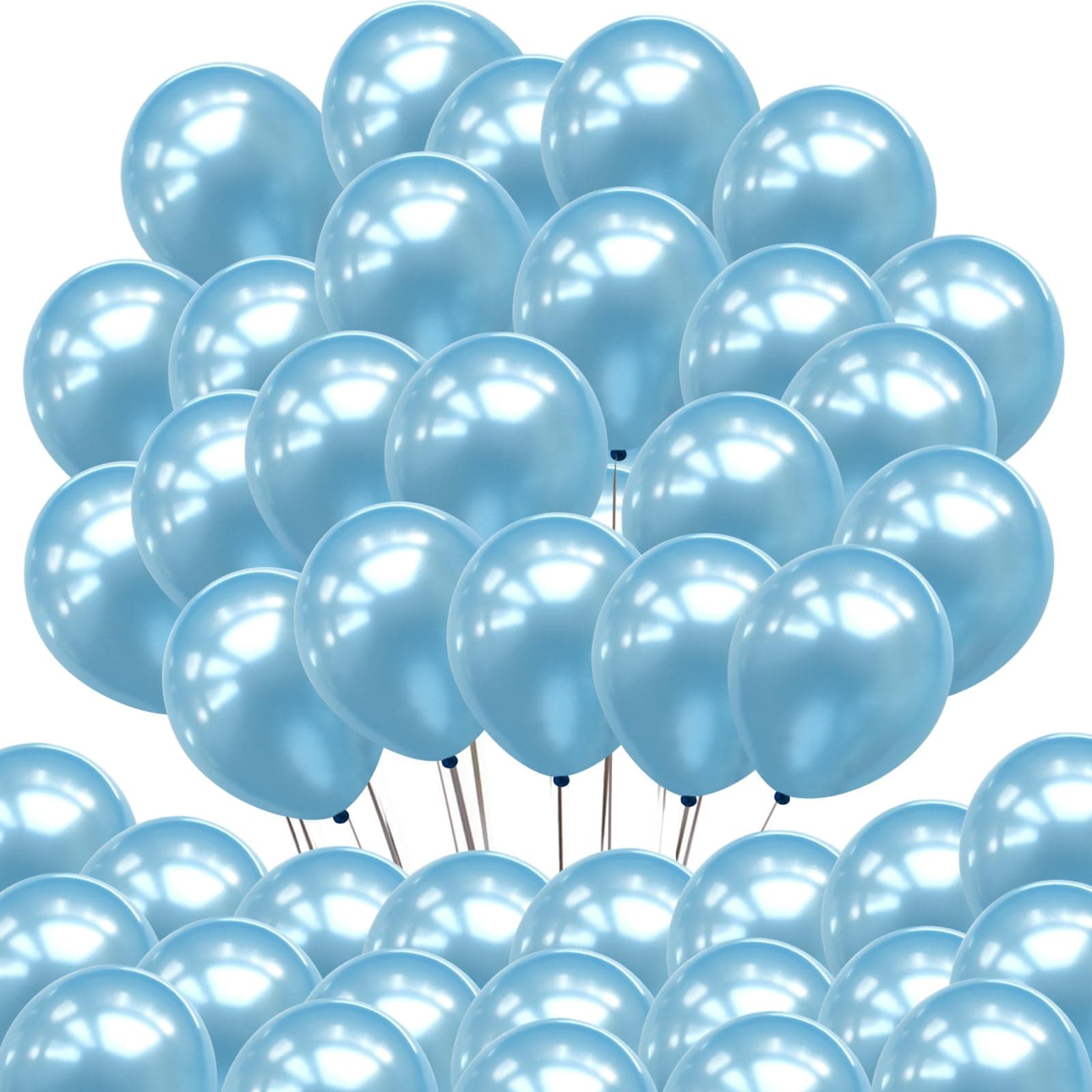 Neo LOONS® 100 pcs 5" Pearl Light Blue Premium Latex Balloons - Great for Kids, Adult Birthdays, Weddings, Receptions, Baby Showers, Water Fights, or Any Celebration