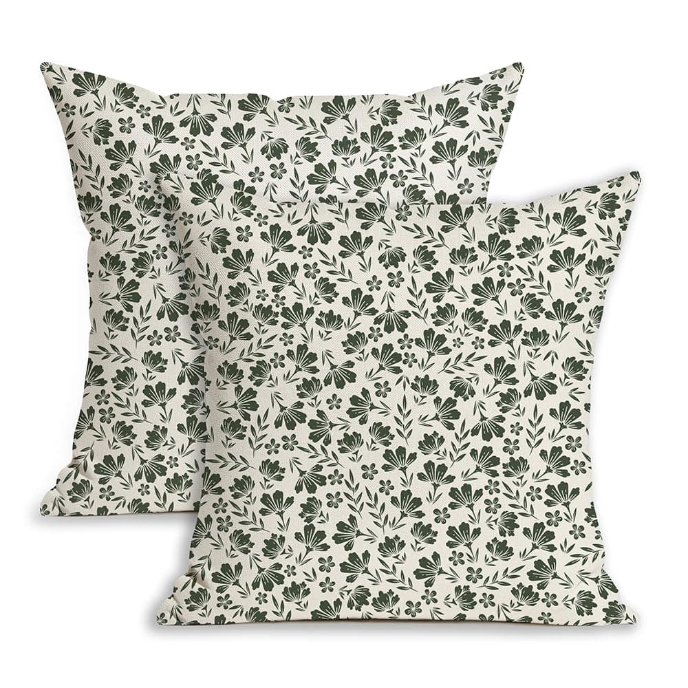 White Pillow Covers 18x18 Set of 2 Cute Vintage Floral Decorative Spring Summer Rustic Farmhouse Throw Pillow Covers Cushion Covers Home Sofa Bed Outdoor Decor Gifts CY-C